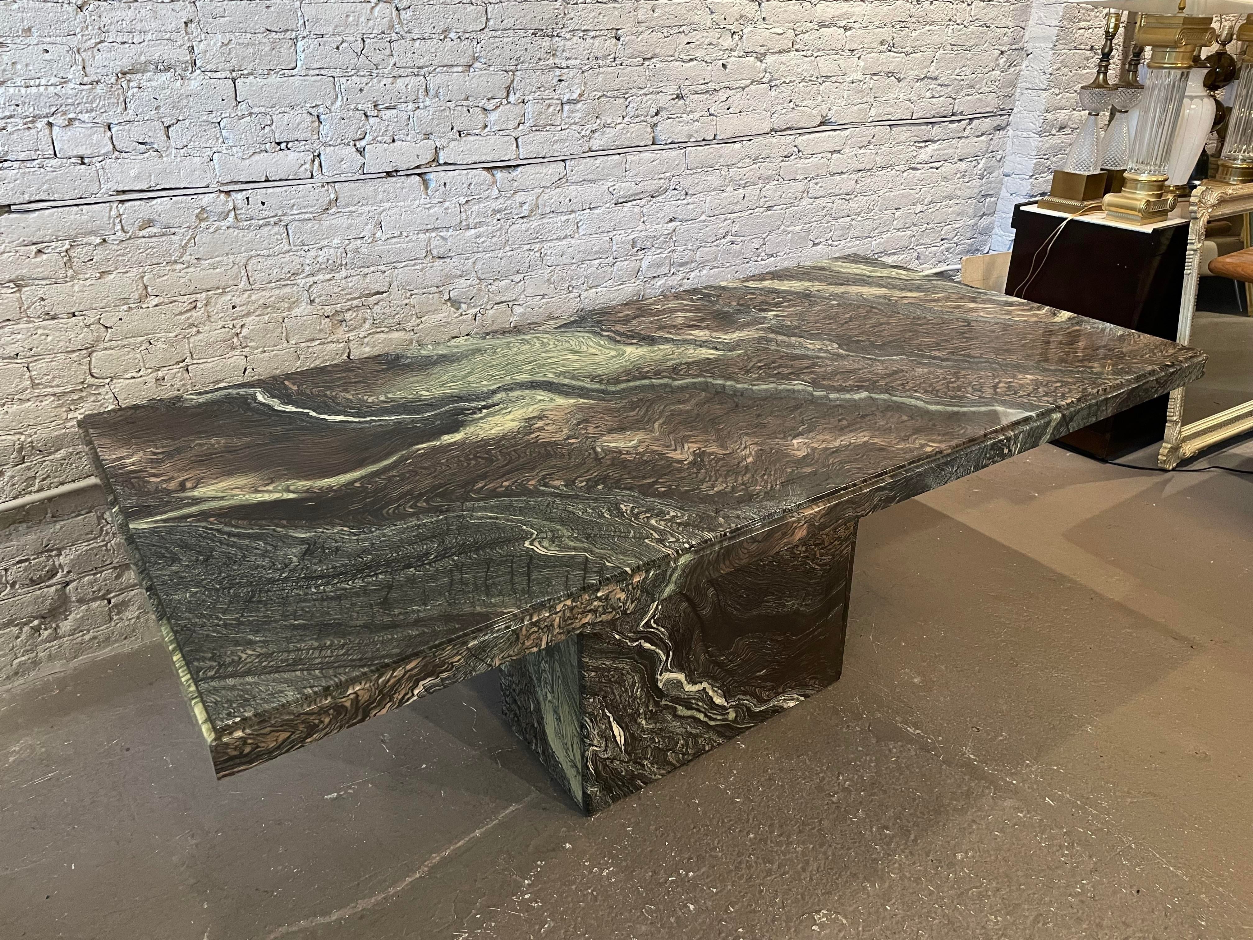 1980s Cipollino Ondulato Post Modern Marble Dining Table