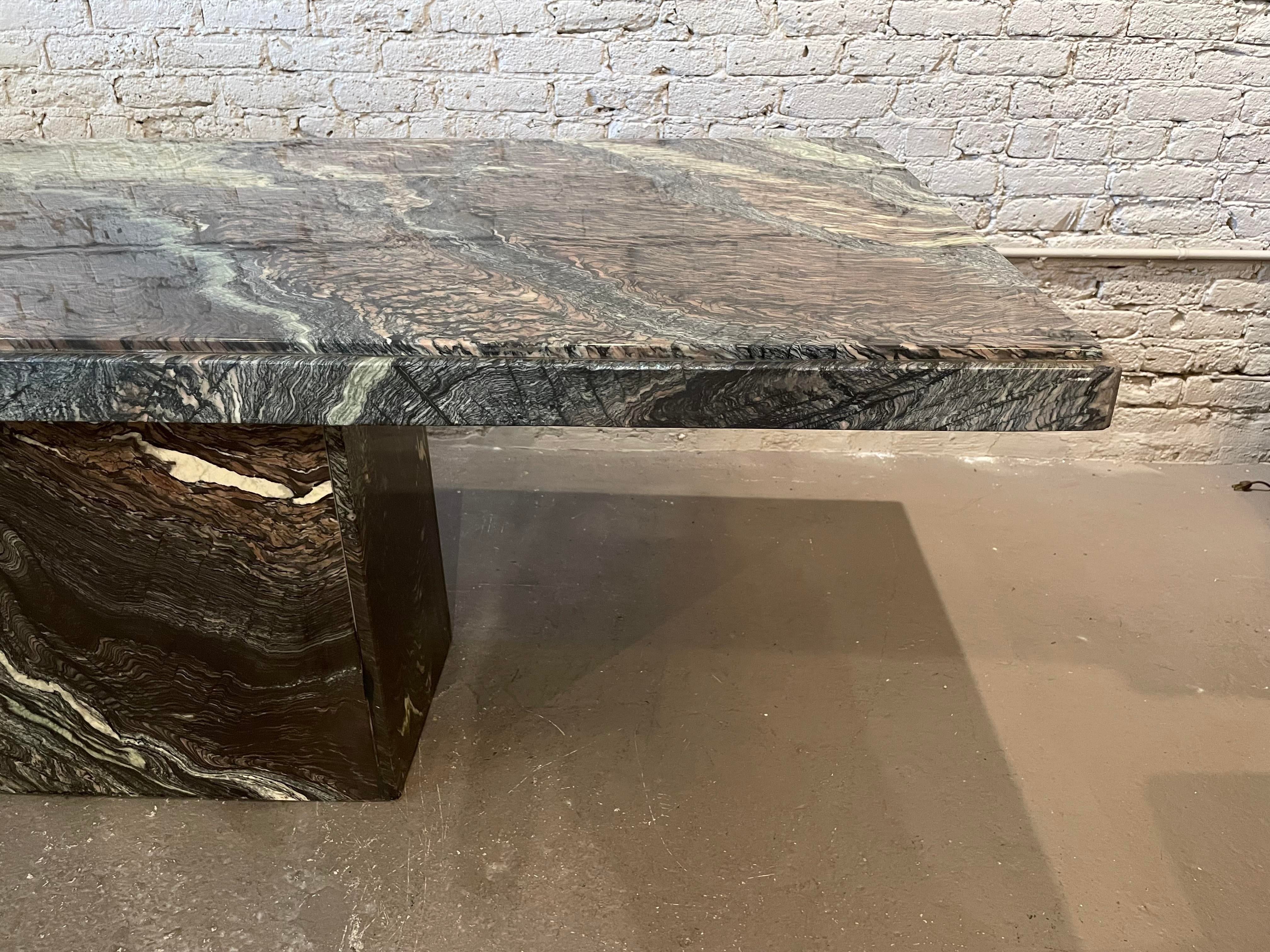 1980s Cipollino Ondulato Post Modern Marble Dining Table