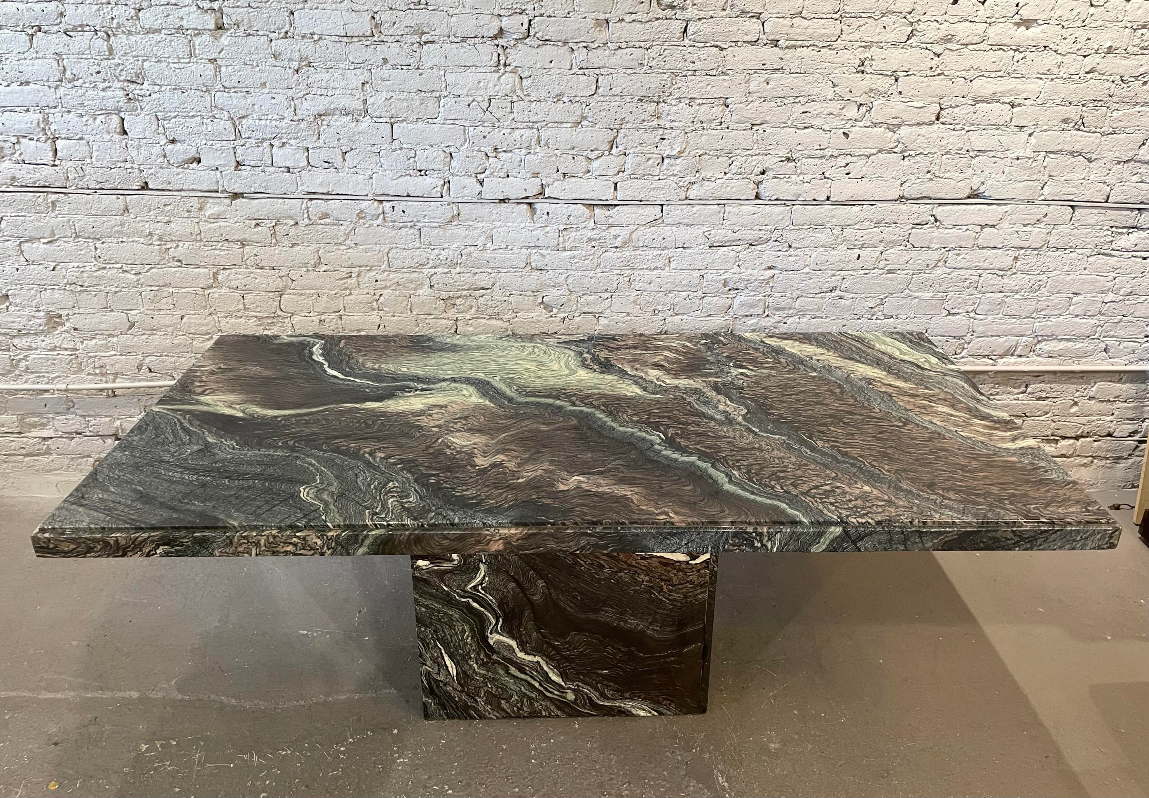 1980s Cipollino Ondulato Post Modern Marble Dining Table
