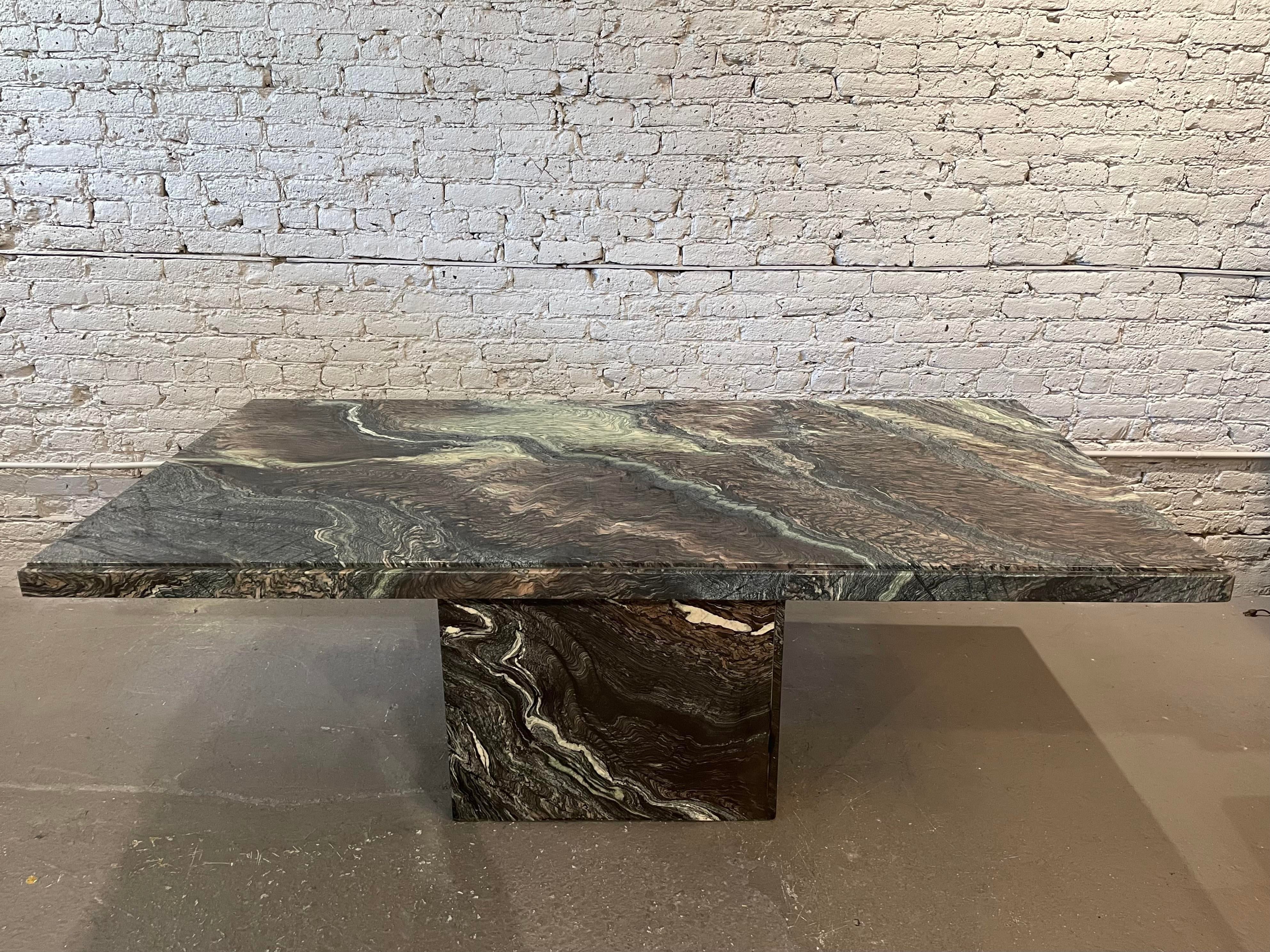 1980s Cipollino Ondulato Post Modern Marble Dining Table