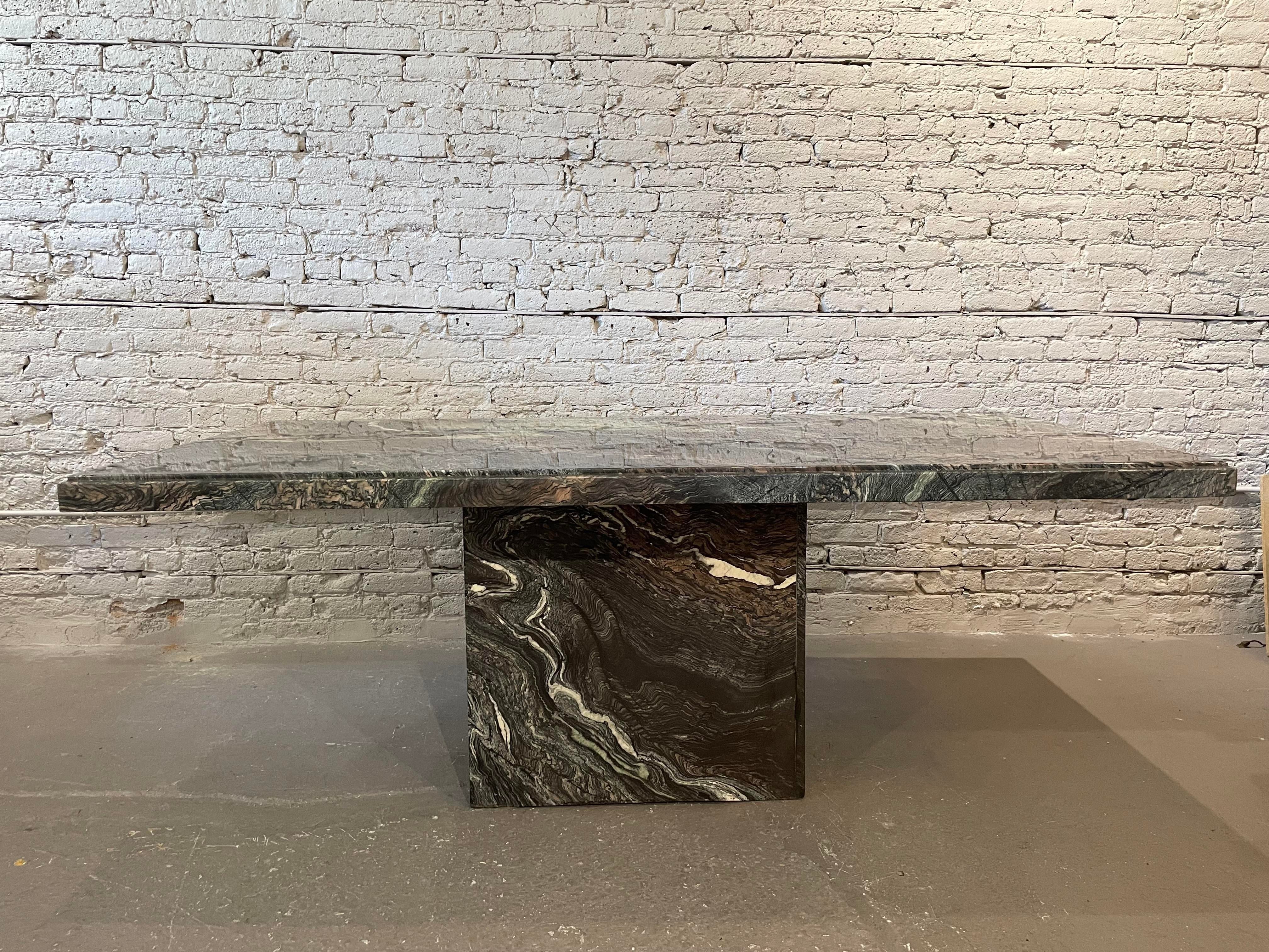 1980s Cipollino Ondulato Post Modern Marble Dining Table