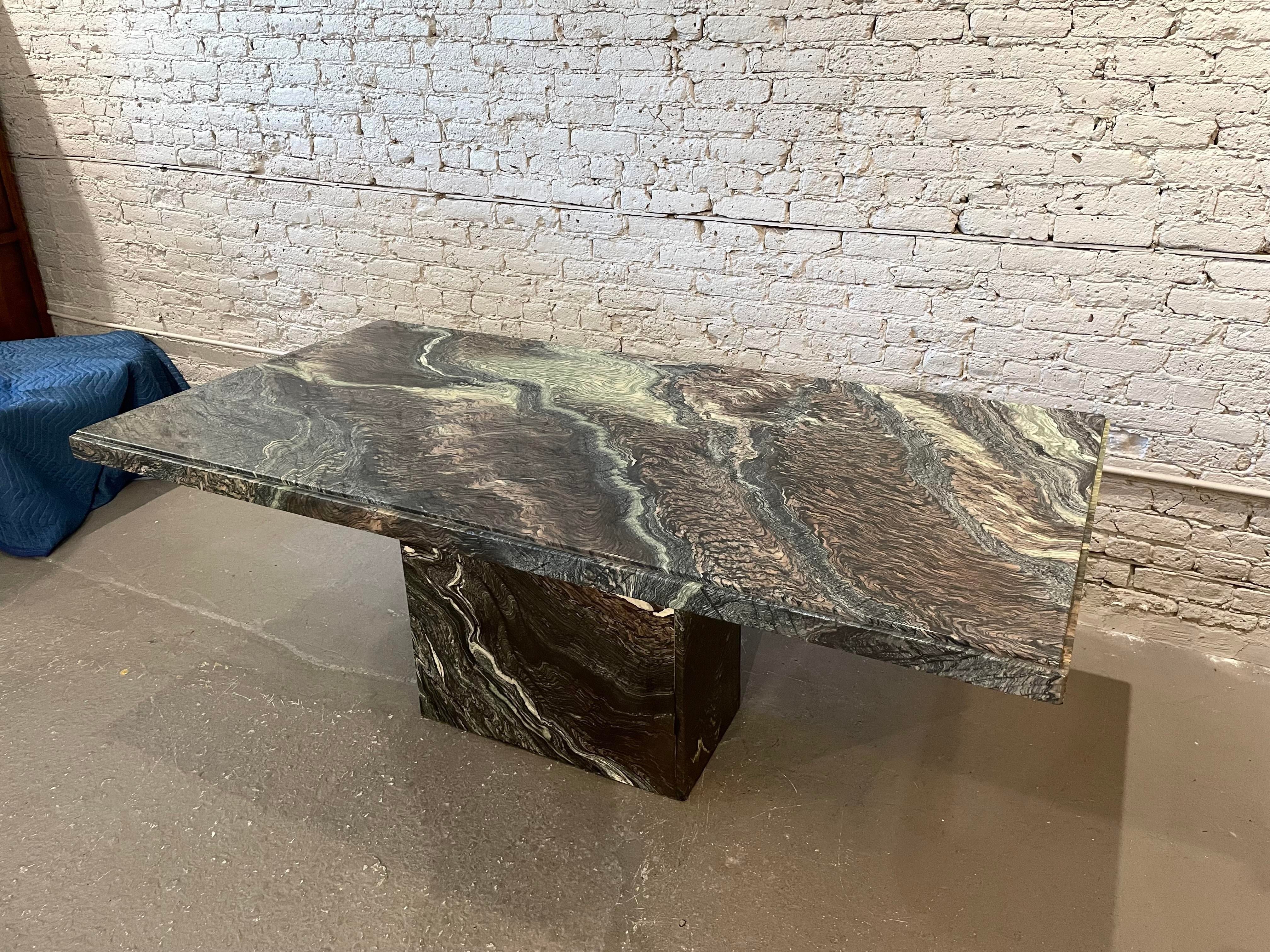 1980s Cipollino Ondulato Post Modern Marble Dining Table