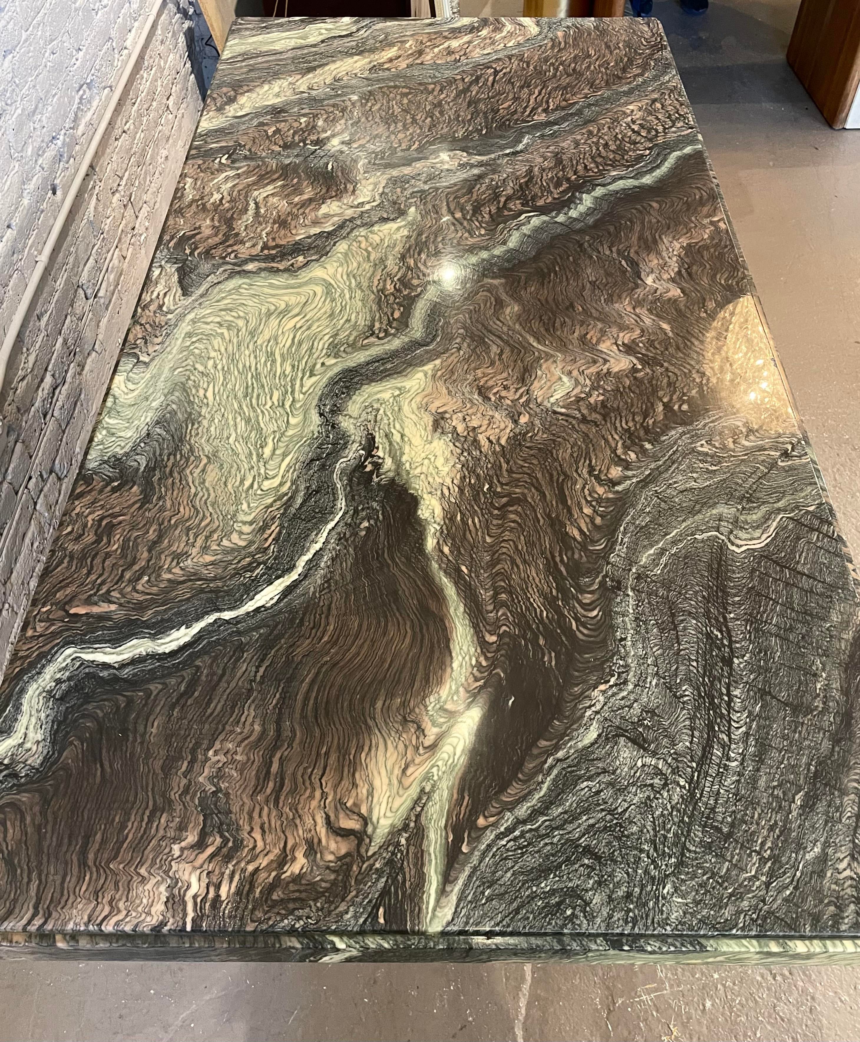 1980s Cipollino Ondulato Post Modern Marble Dining Table