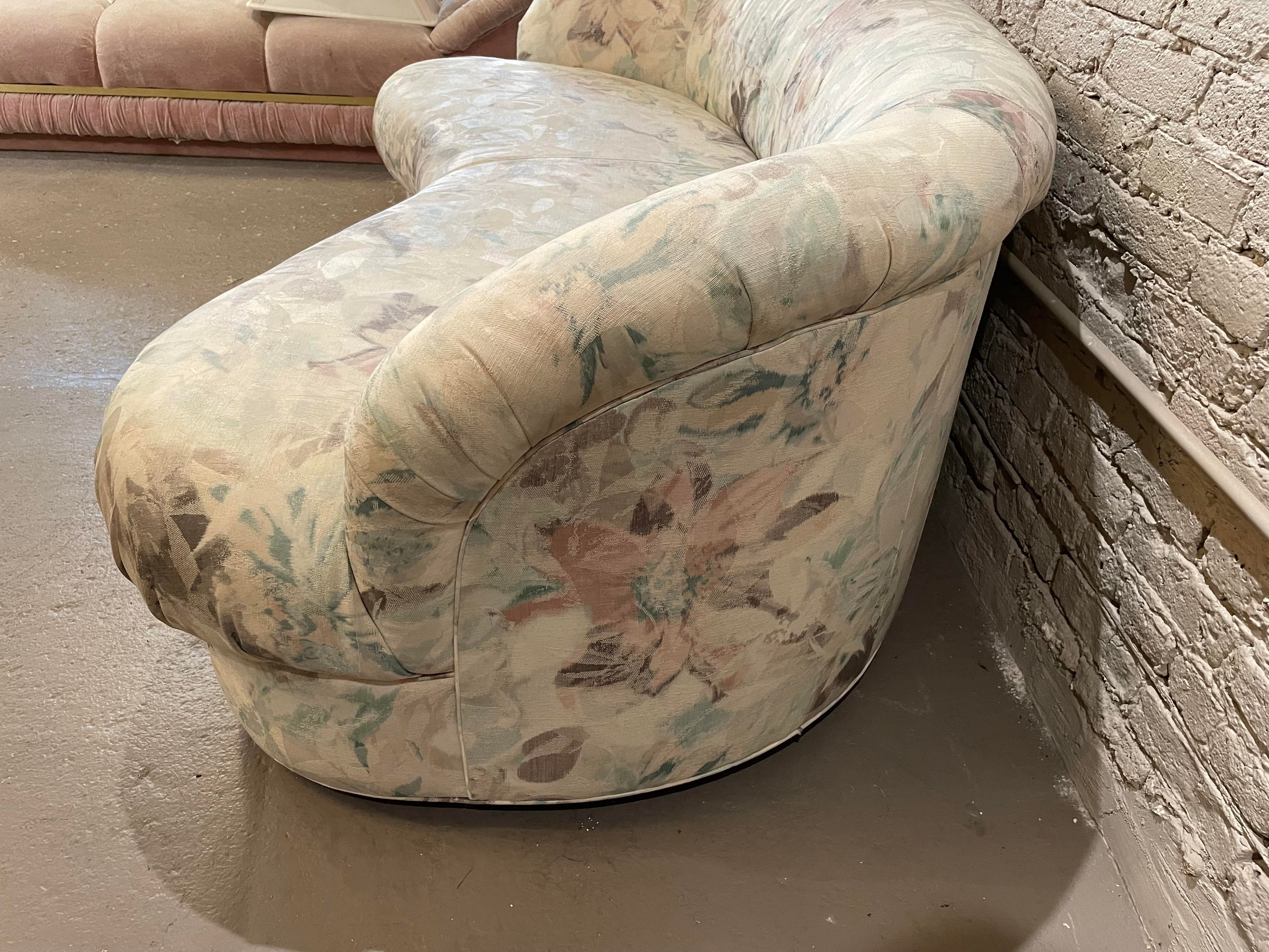 1980s Drexel Heritage Kidney Curved Vintage Sofa