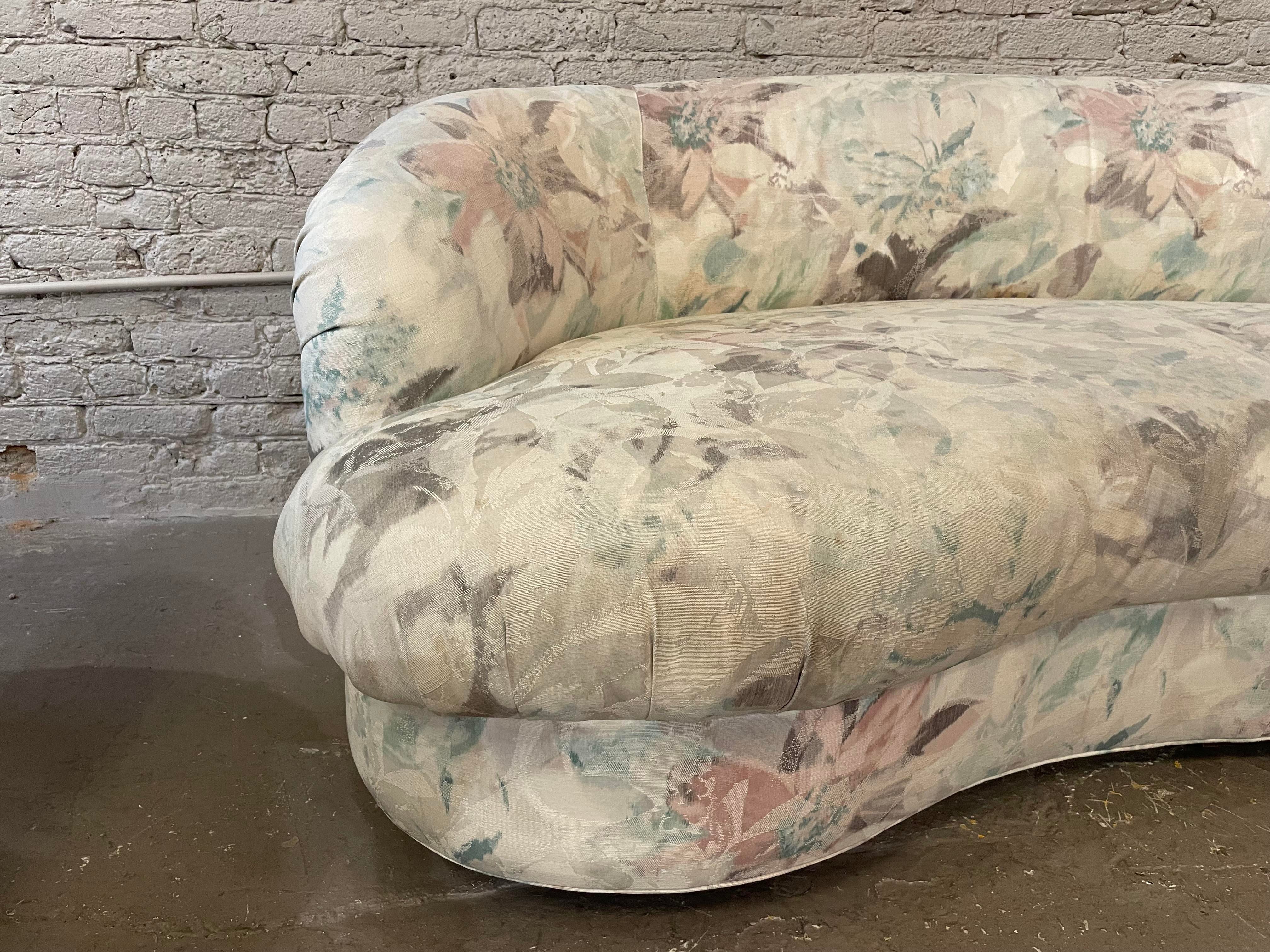 1980s Drexel Heritage Kidney Curved Vintage Sofa