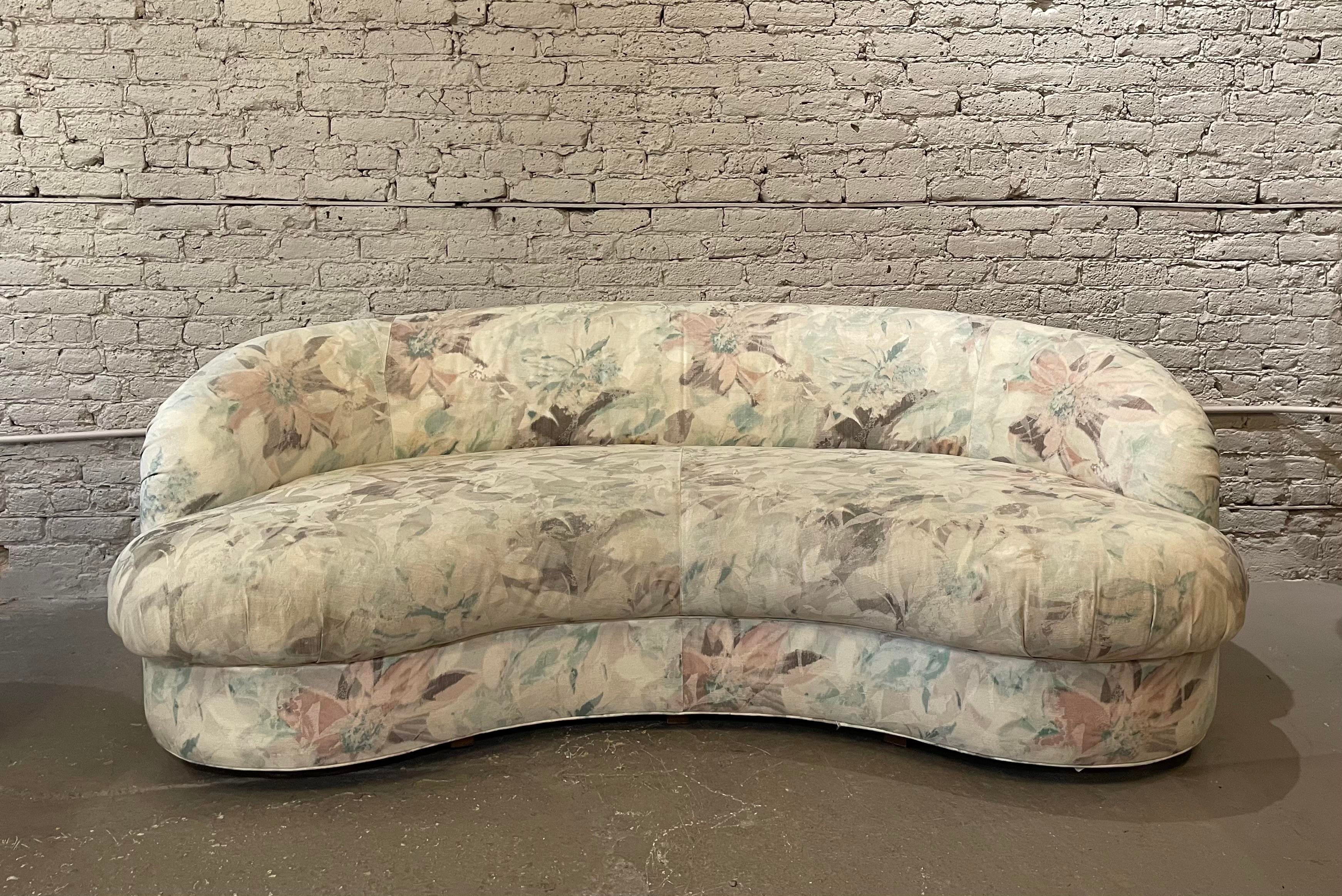 1980s Drexel Heritage Kidney Curved Vintage Sofa