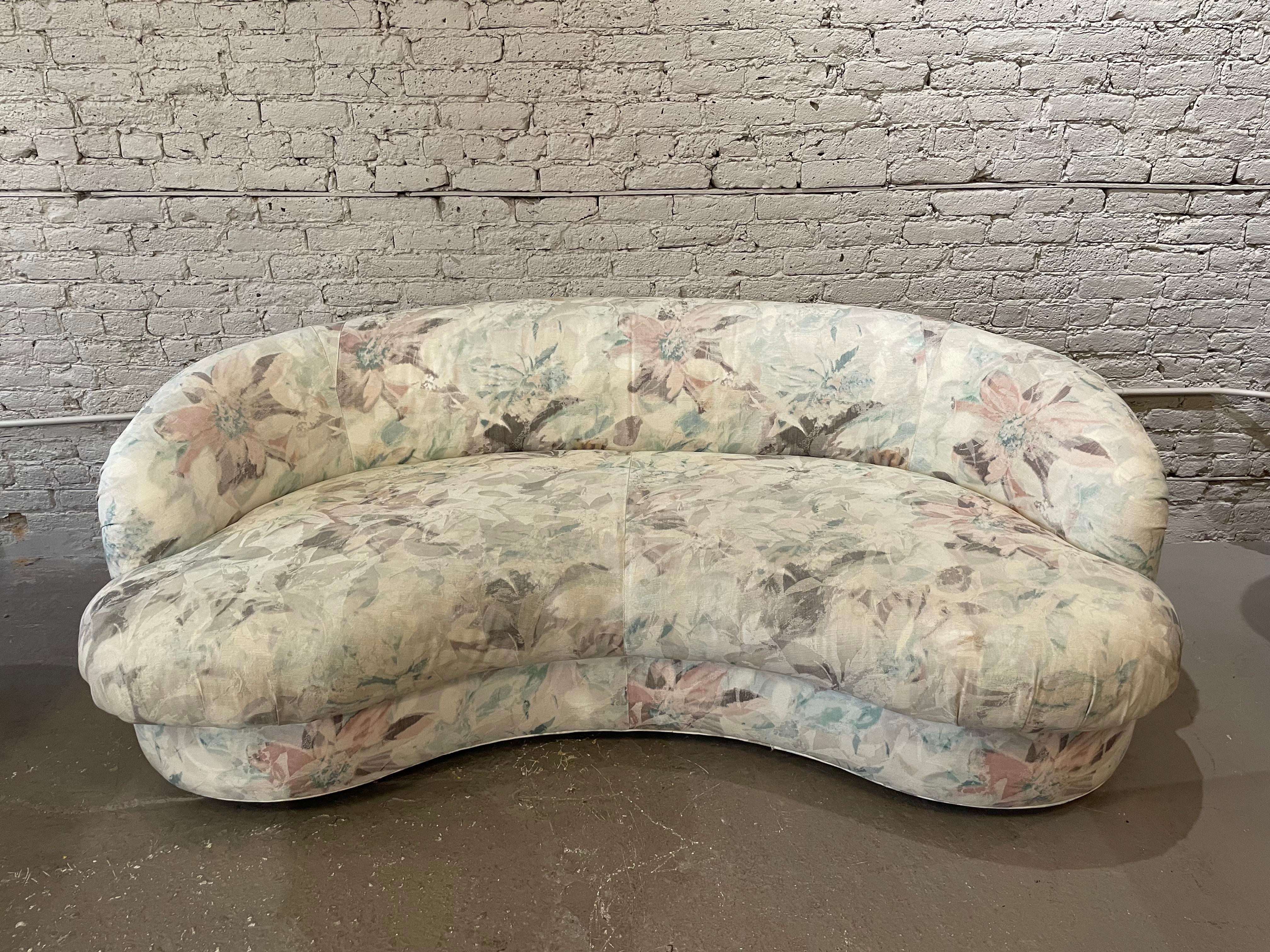 1980s Drexel Heritage Kidney Curved Vintage Sofa