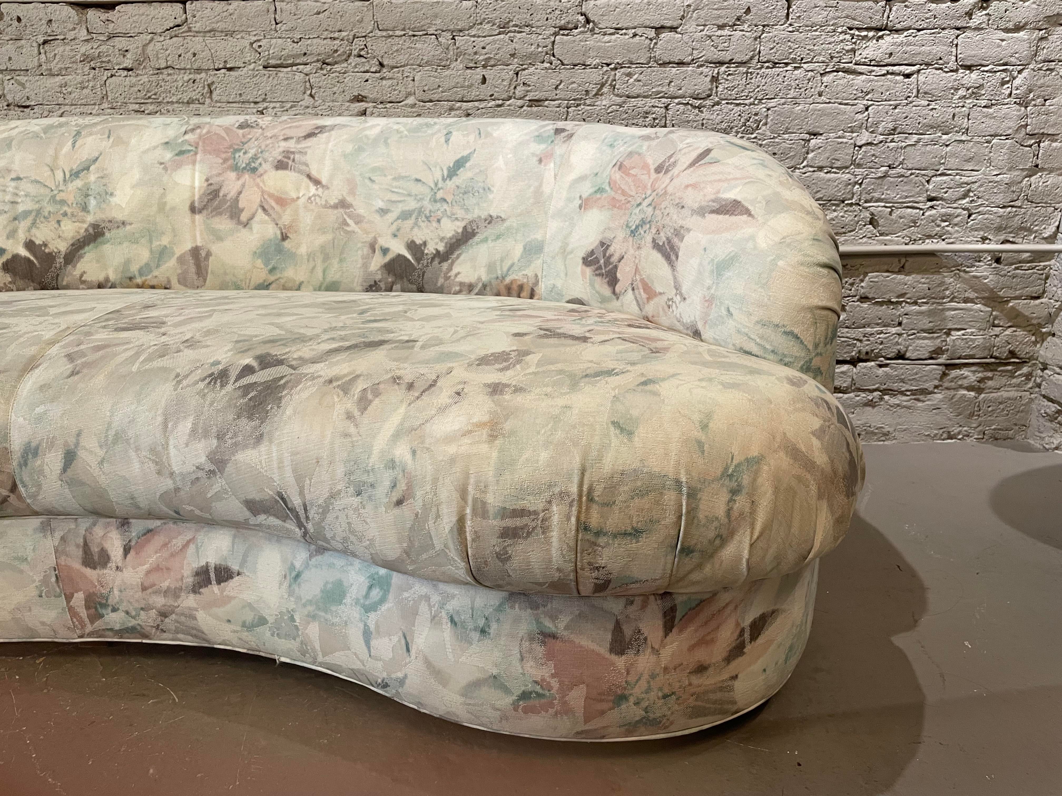 1980s Drexel Heritage Kidney Curved Vintage Sofa
