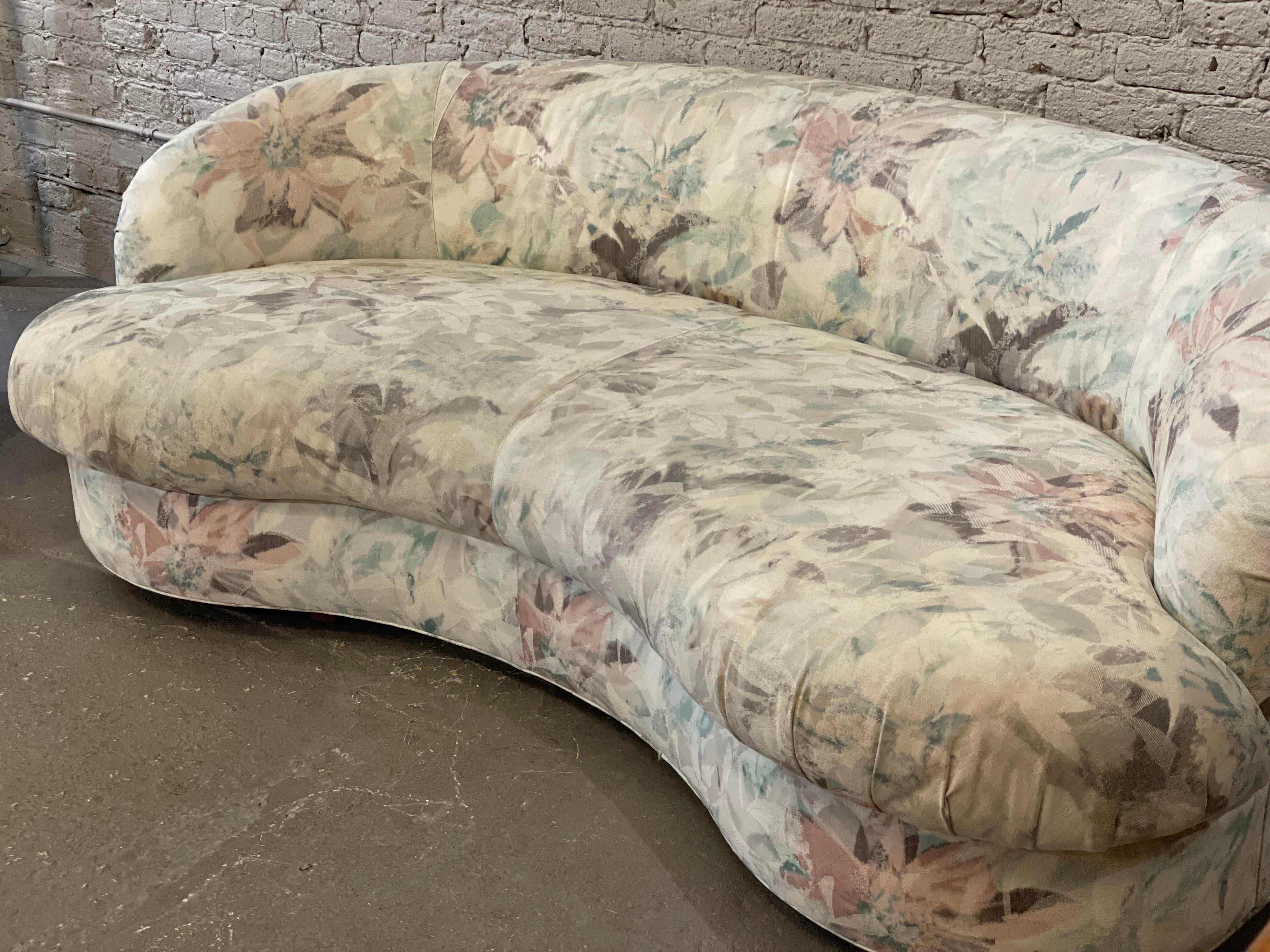 1980s Drexel Heritage Kidney Curved Vintage Sofa