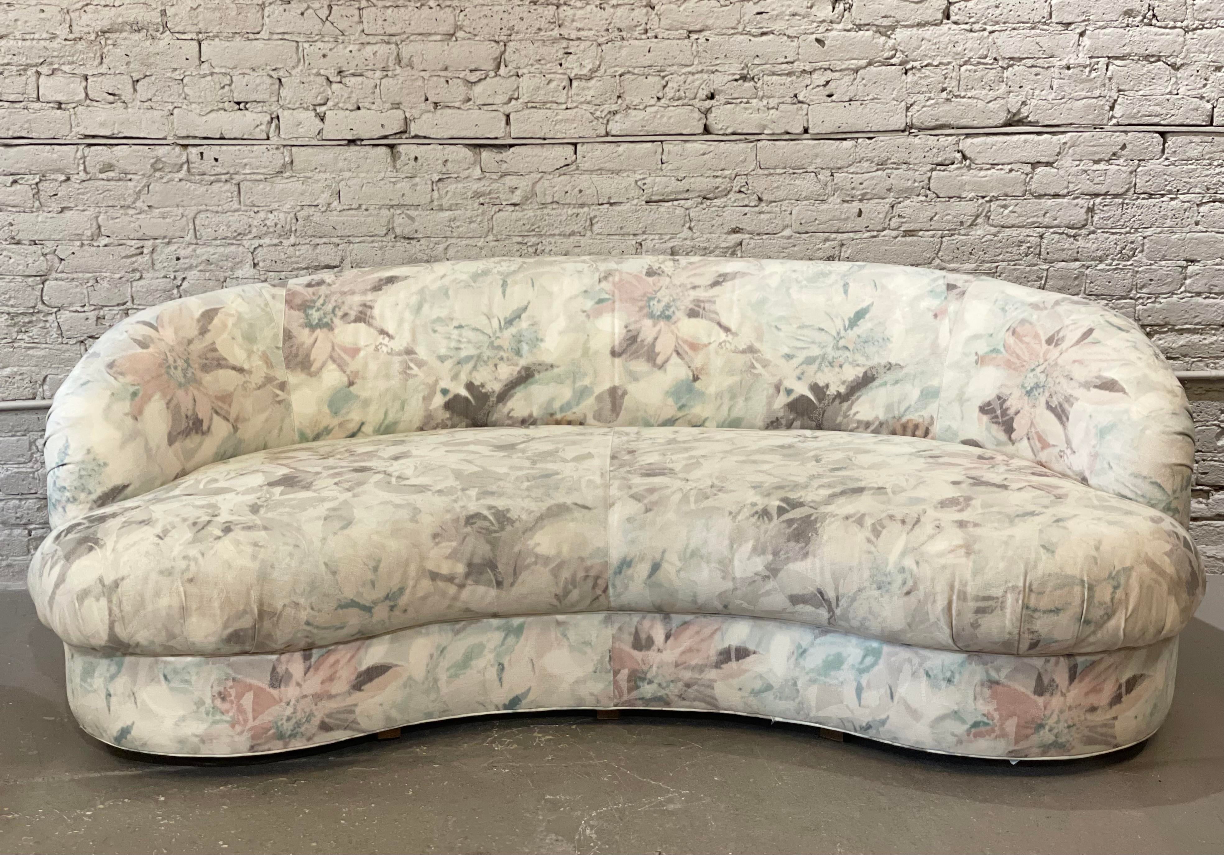 1980s Drexel Heritage Kidney Curved Vintage Sofa