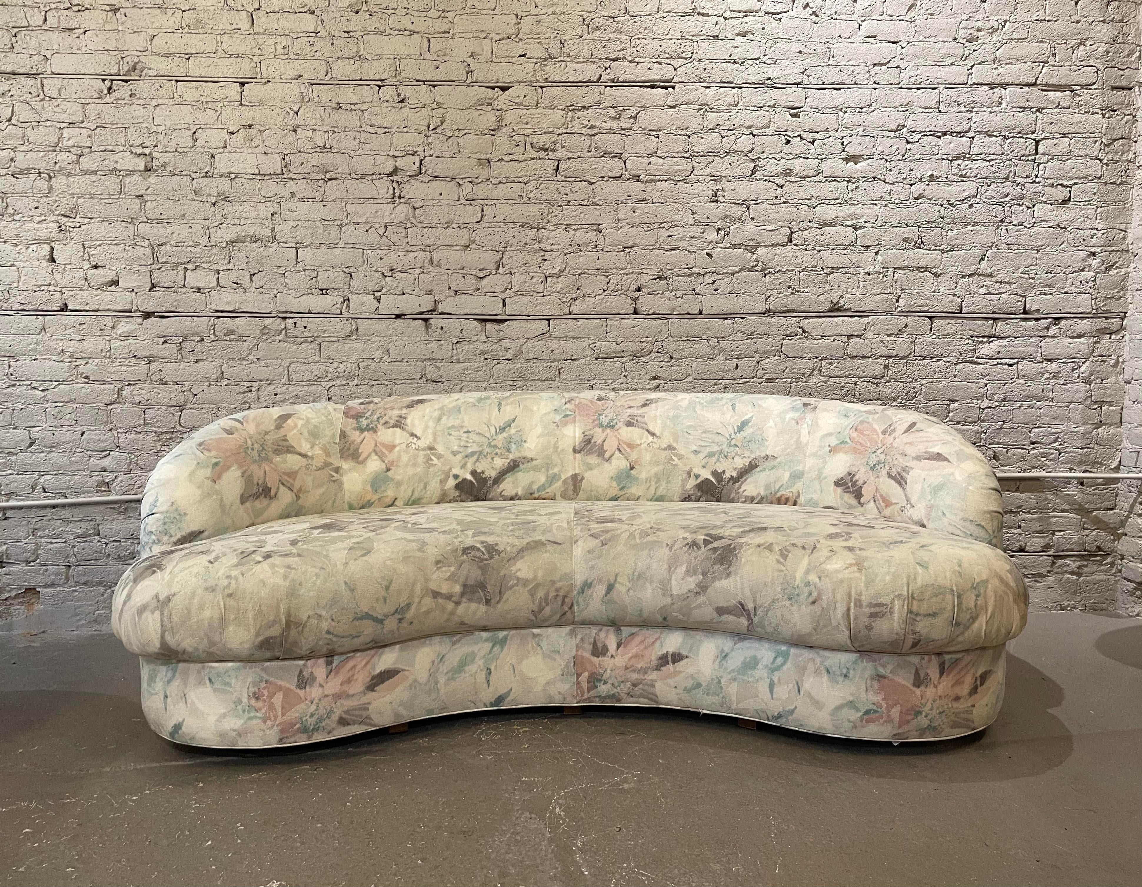 1980s Drexel Heritage Kidney Curved Vintage Sofa