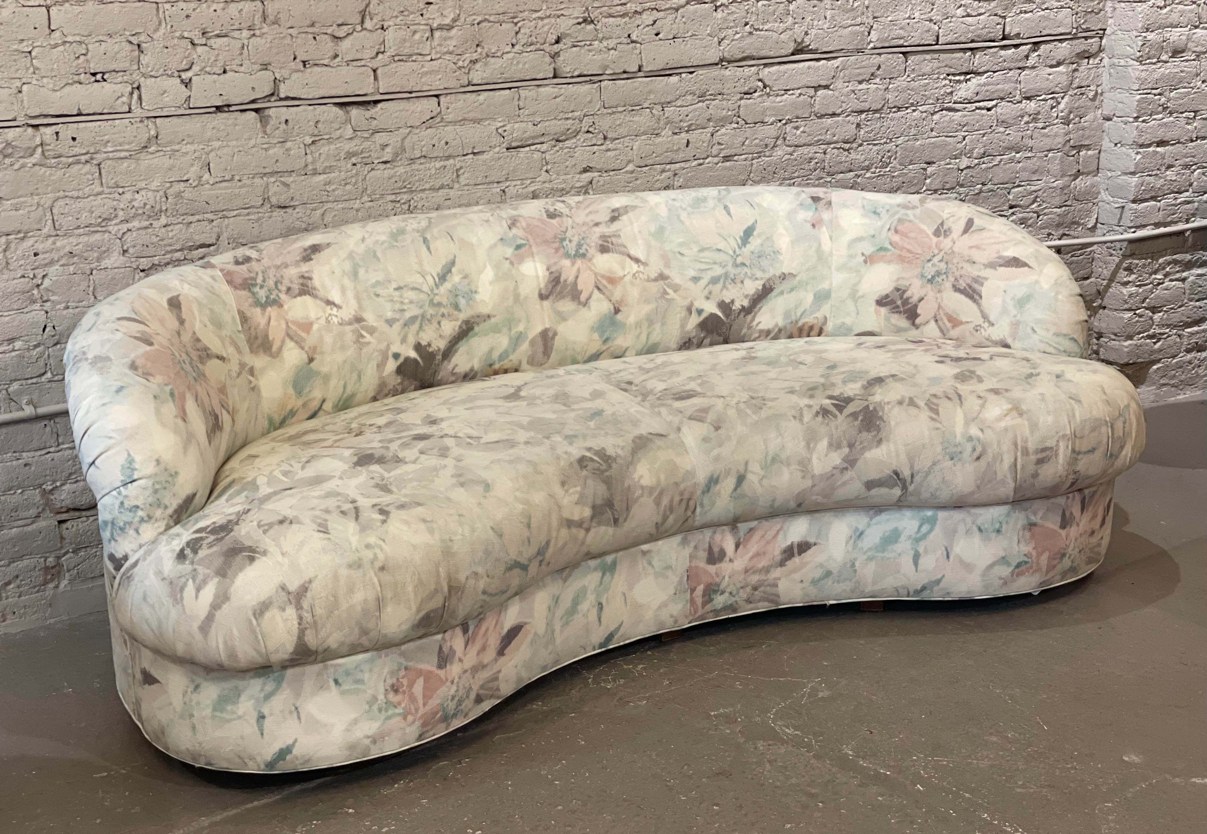 1980s Drexel Heritage Kidney Curved Vintage Sofa