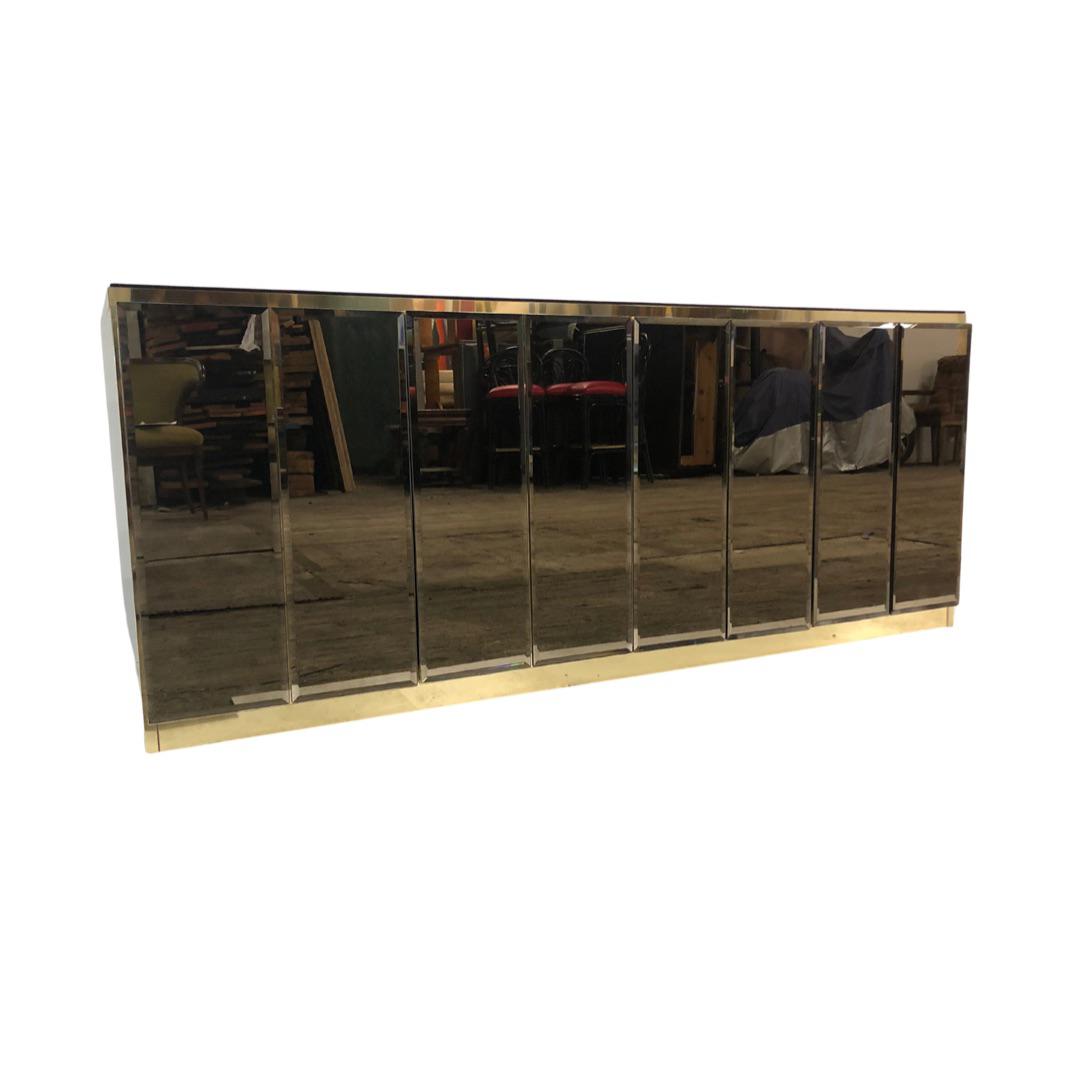 1980s Ello Smoky Mirrored Credenza