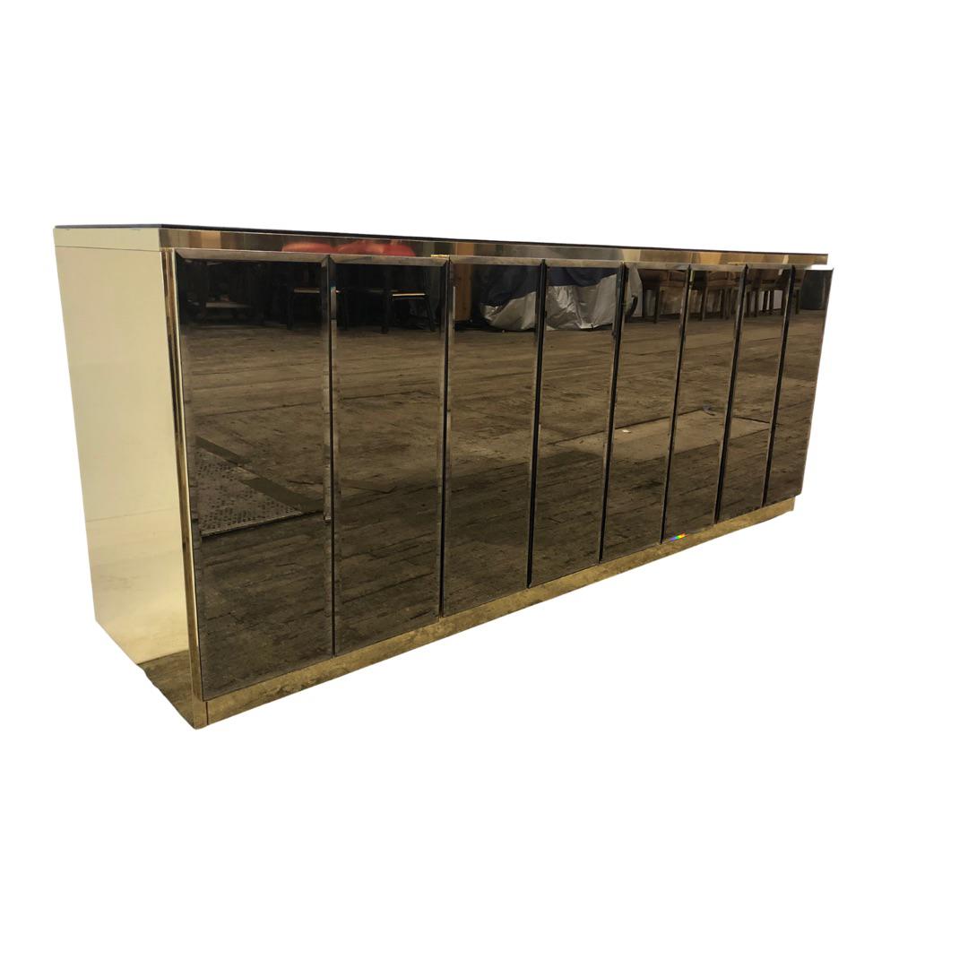 1980s Ello Smoky Mirrored Credenza
