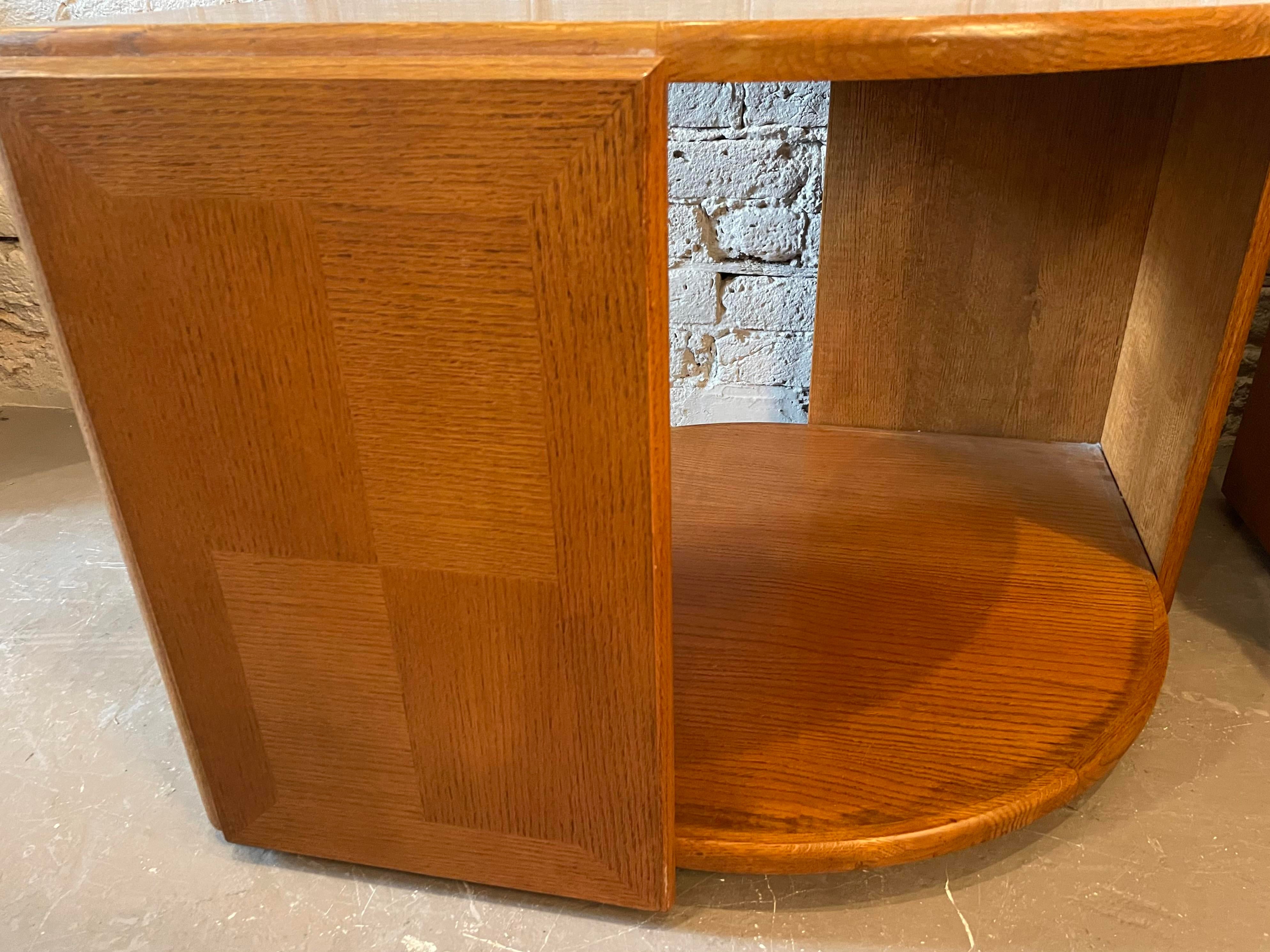1980s Eye Shaped Solid Wood Postmodern Side Tables - a Pair