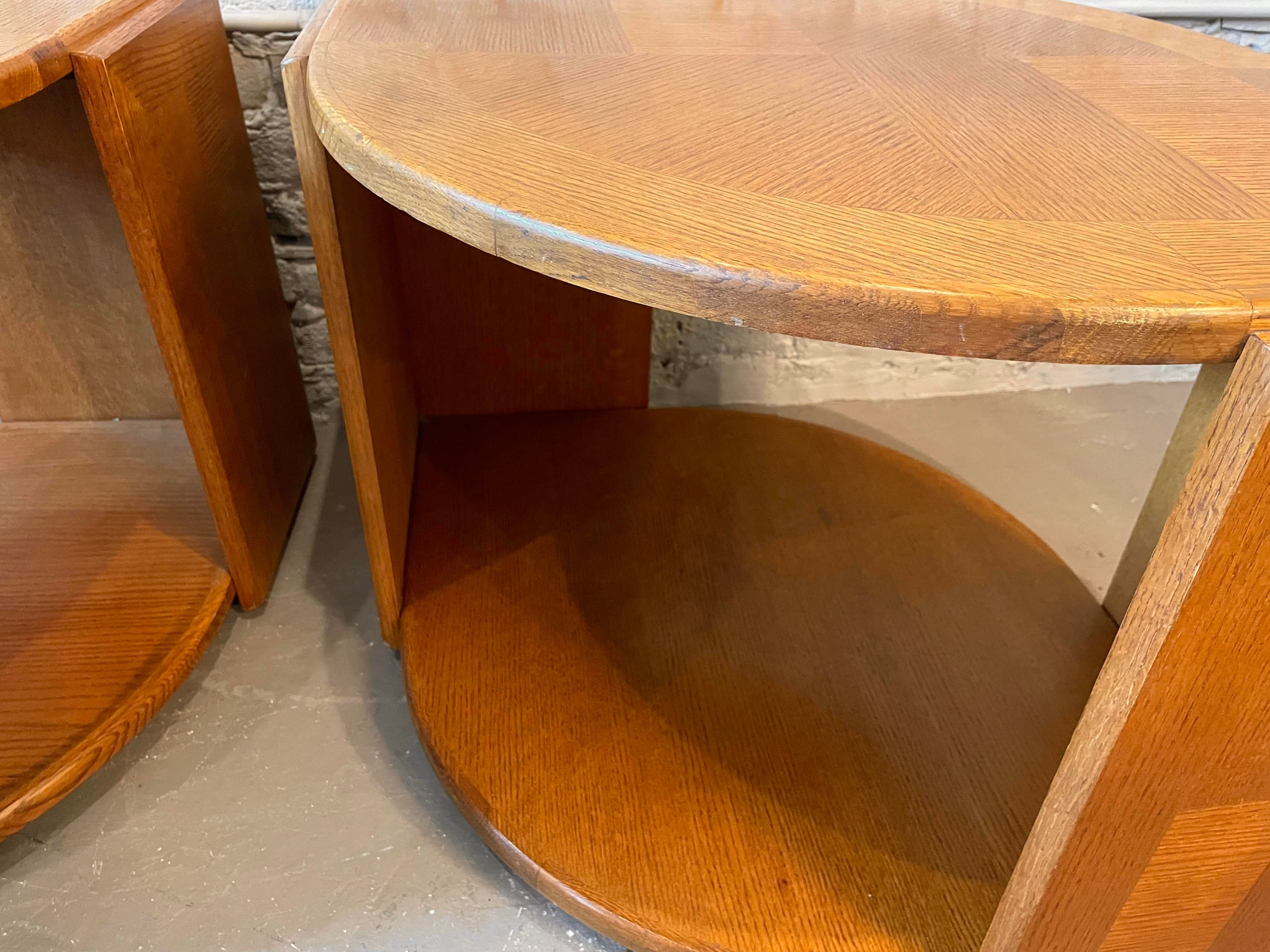 1980s Eye Shaped Solid Wood Postmodern Side Tables - a Pair