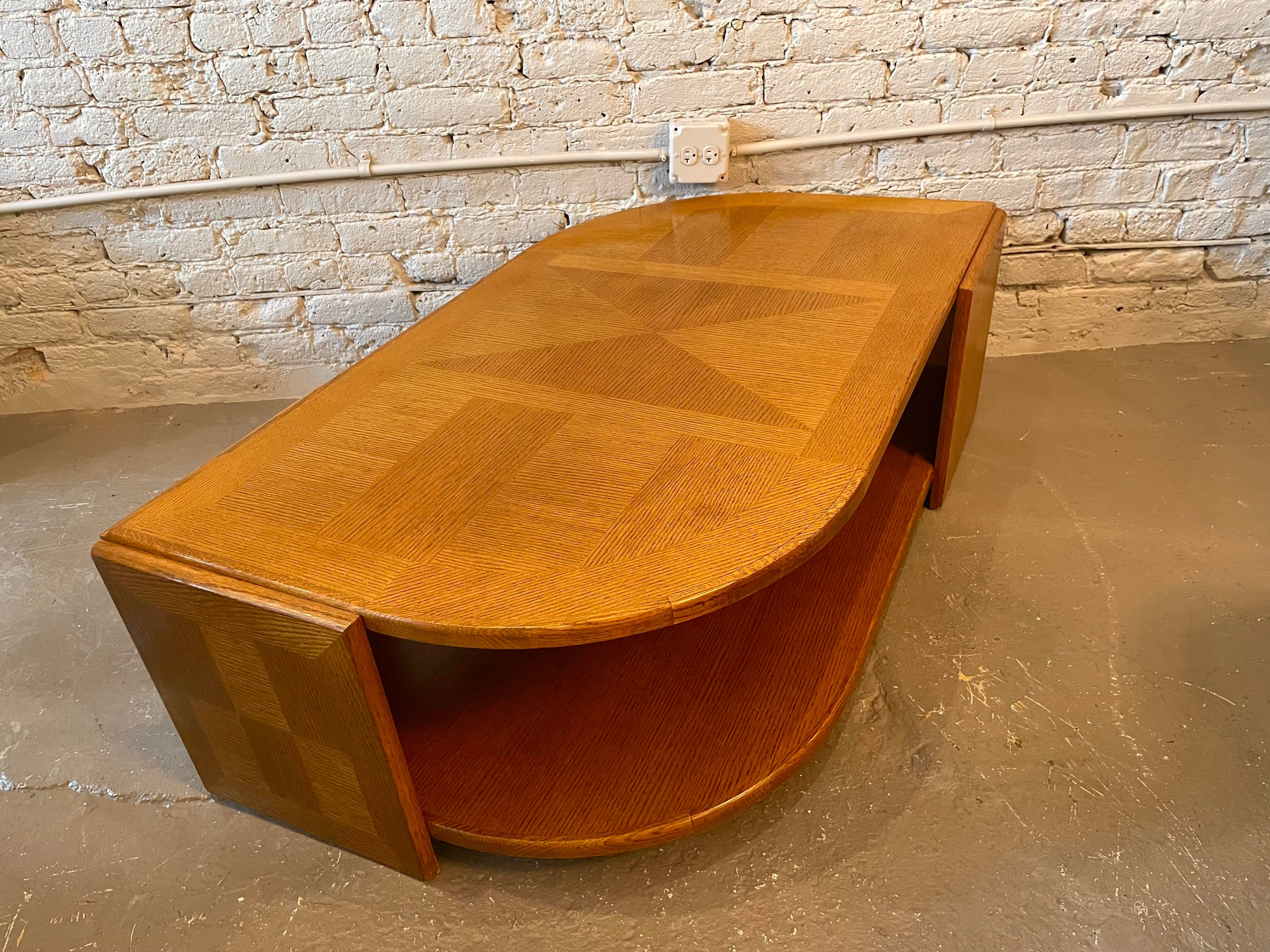 1980s Eye Shaped Wood Coffee Table Postmodern