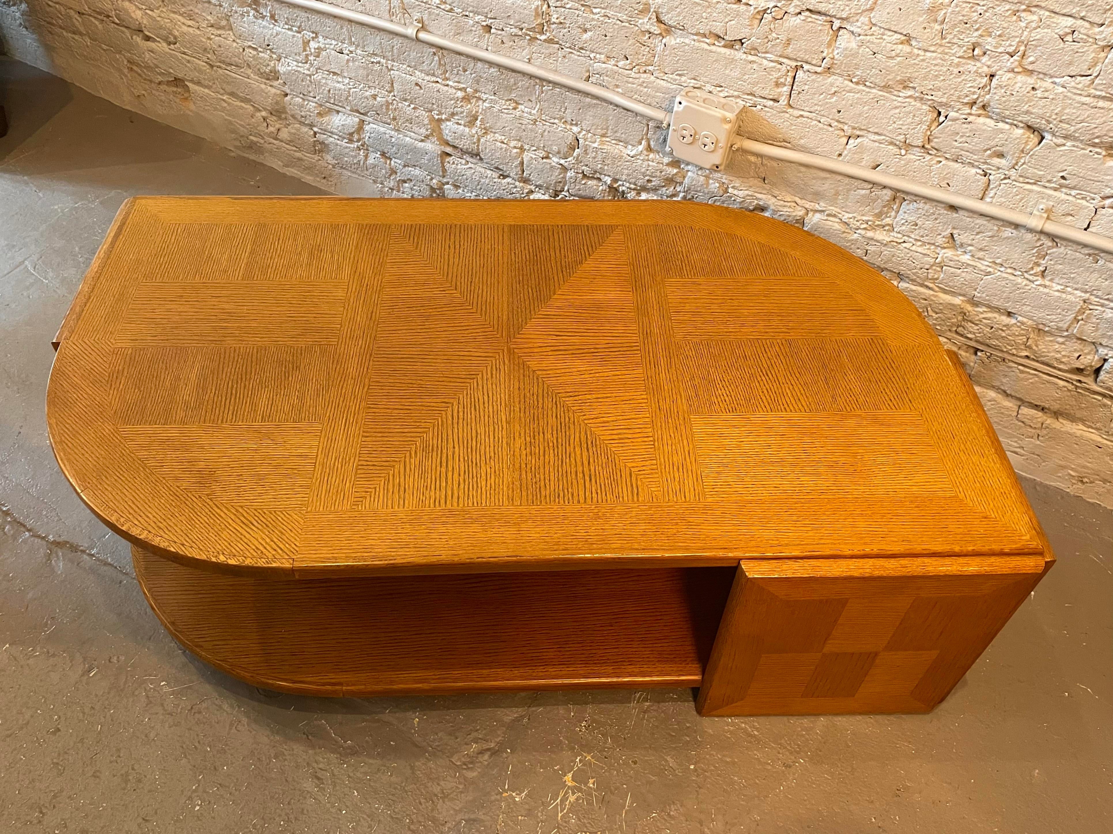 1980s Eye Shaped Wood Coffee Table Postmodern