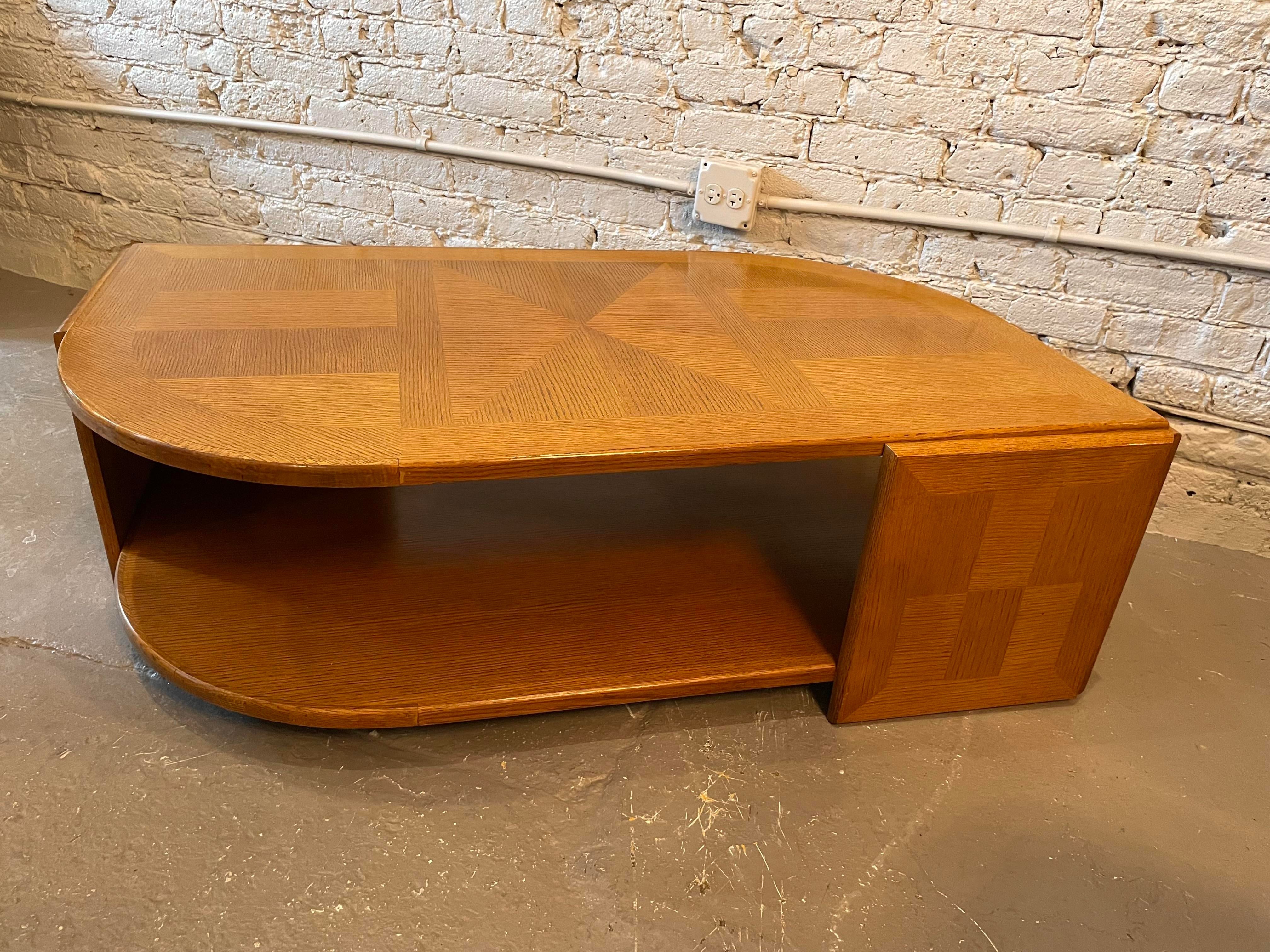 1980s Eye Shaped Wood Coffee Table Postmodern