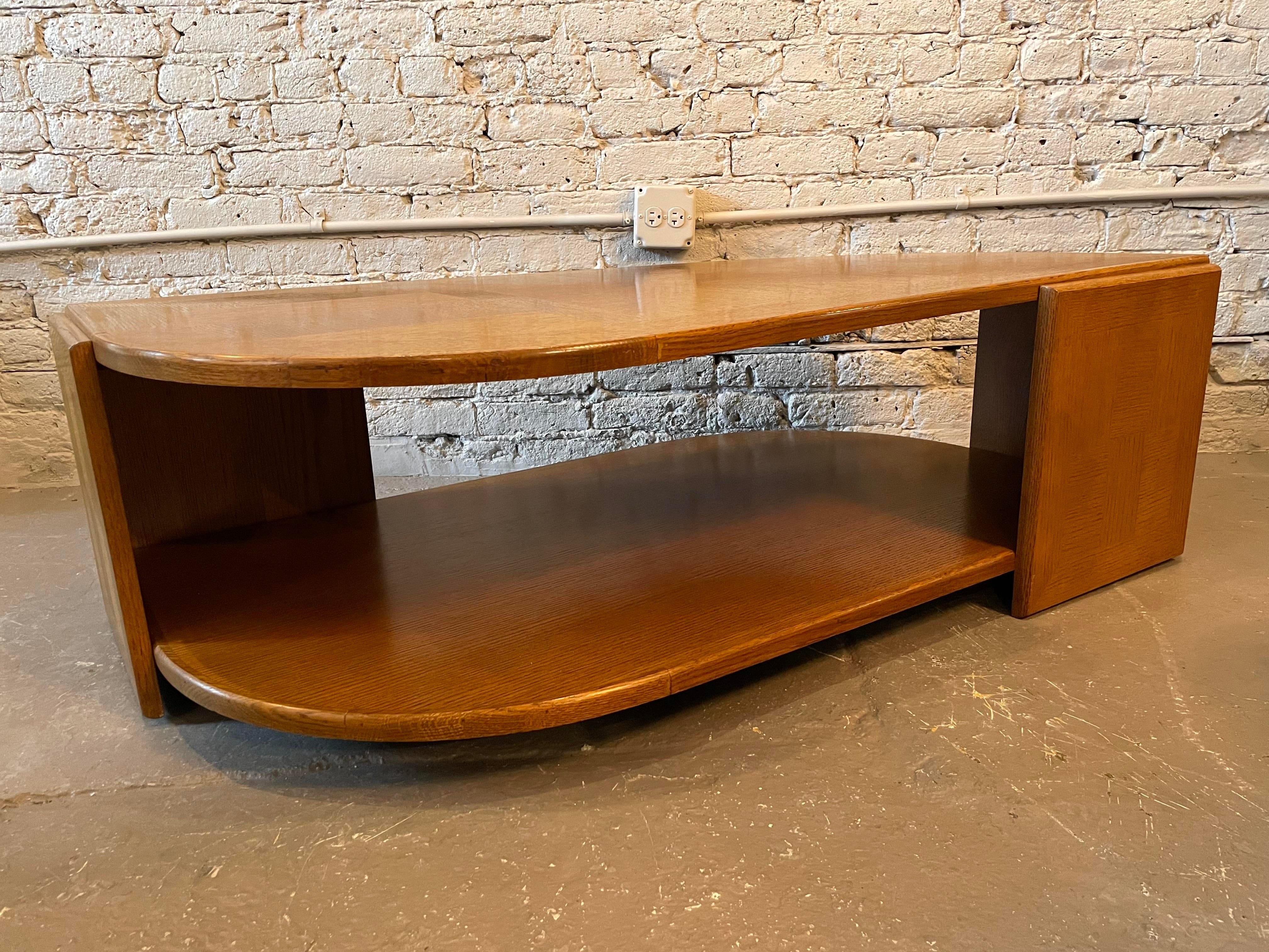 1980s Eye Shaped Wood Coffee Table Postmodern
