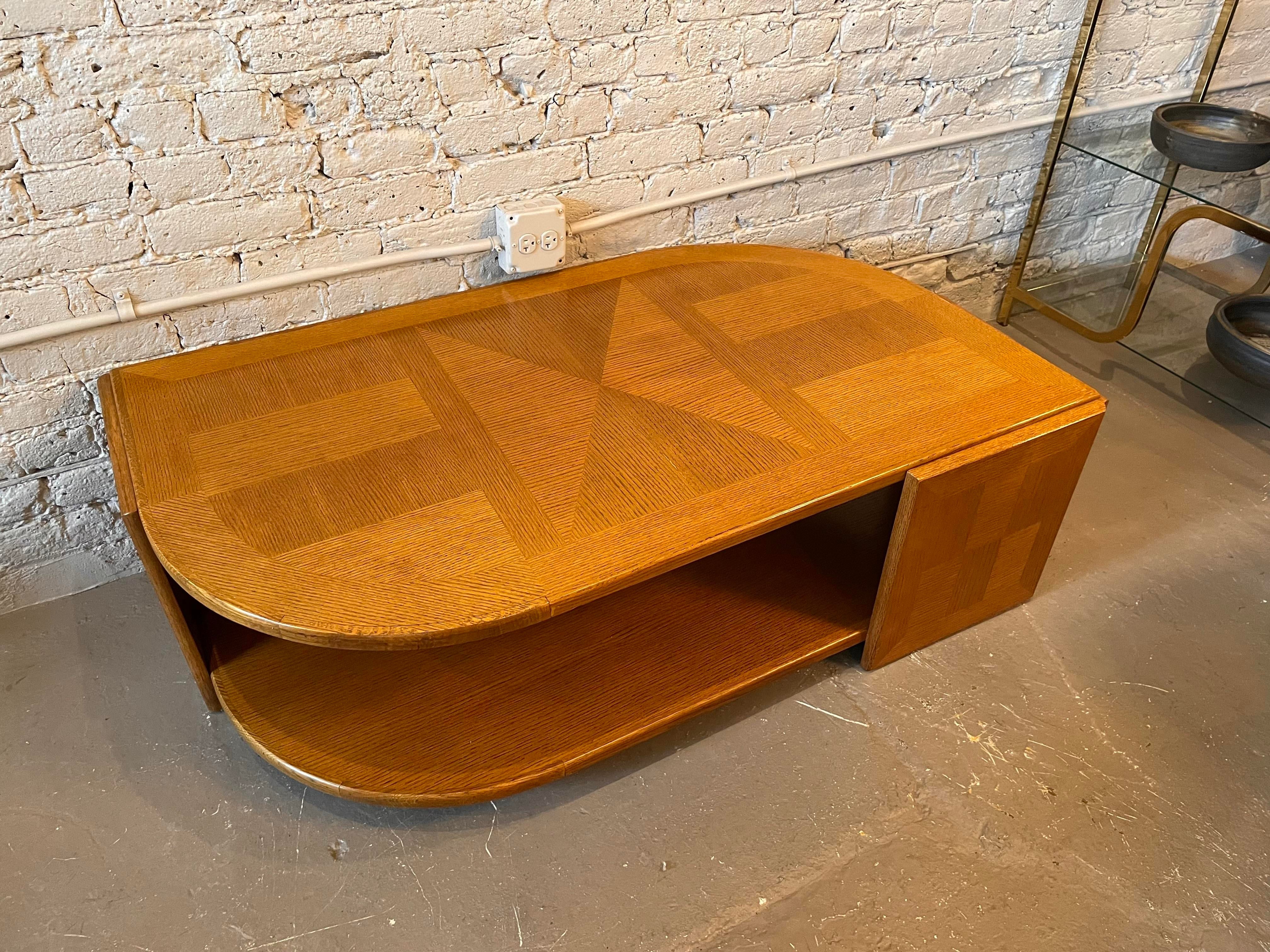 1980s Eye Shaped Wood Coffee Table Postmodern