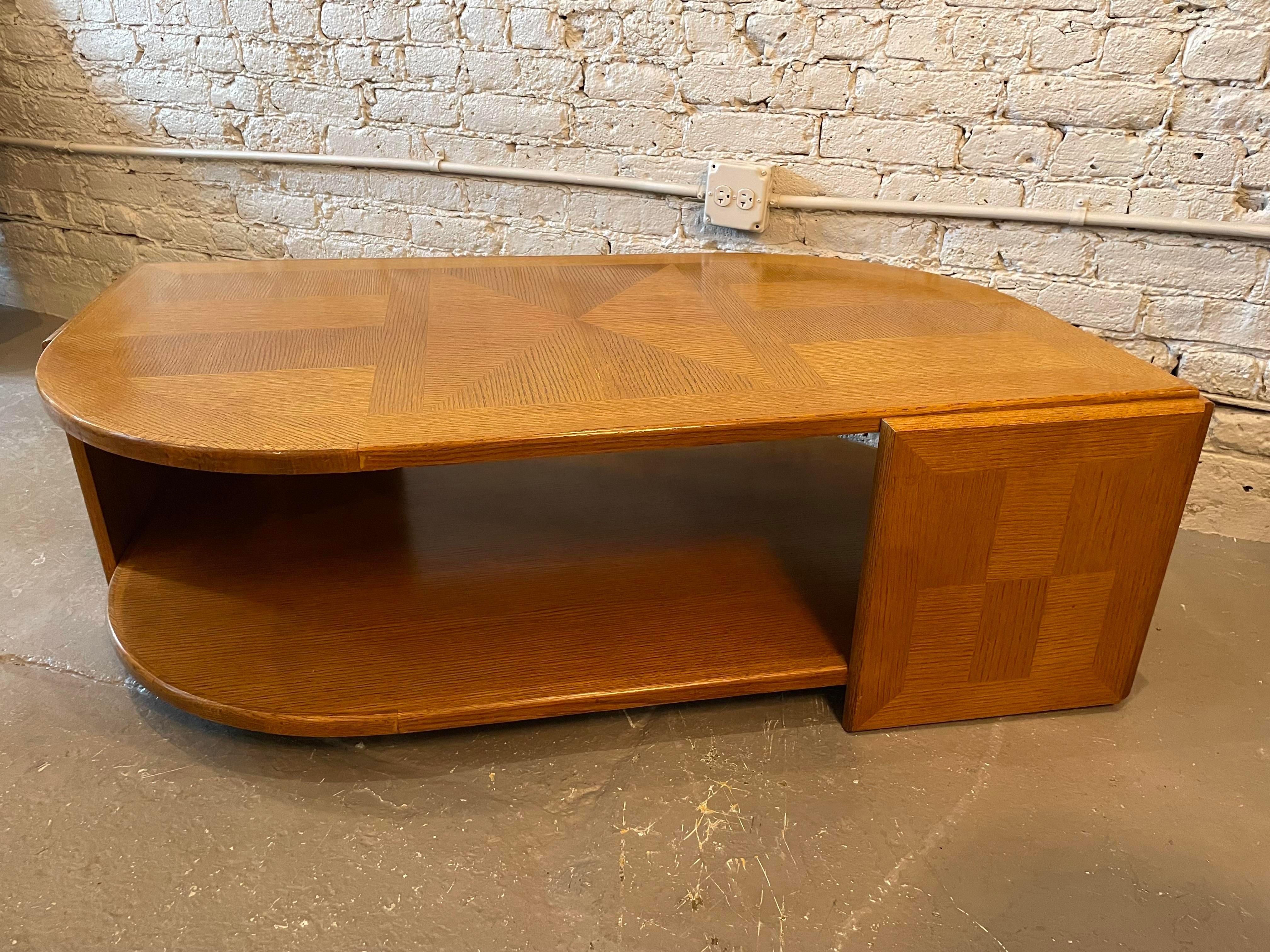 1980s Eye Shaped Wood Coffee Table Postmodern