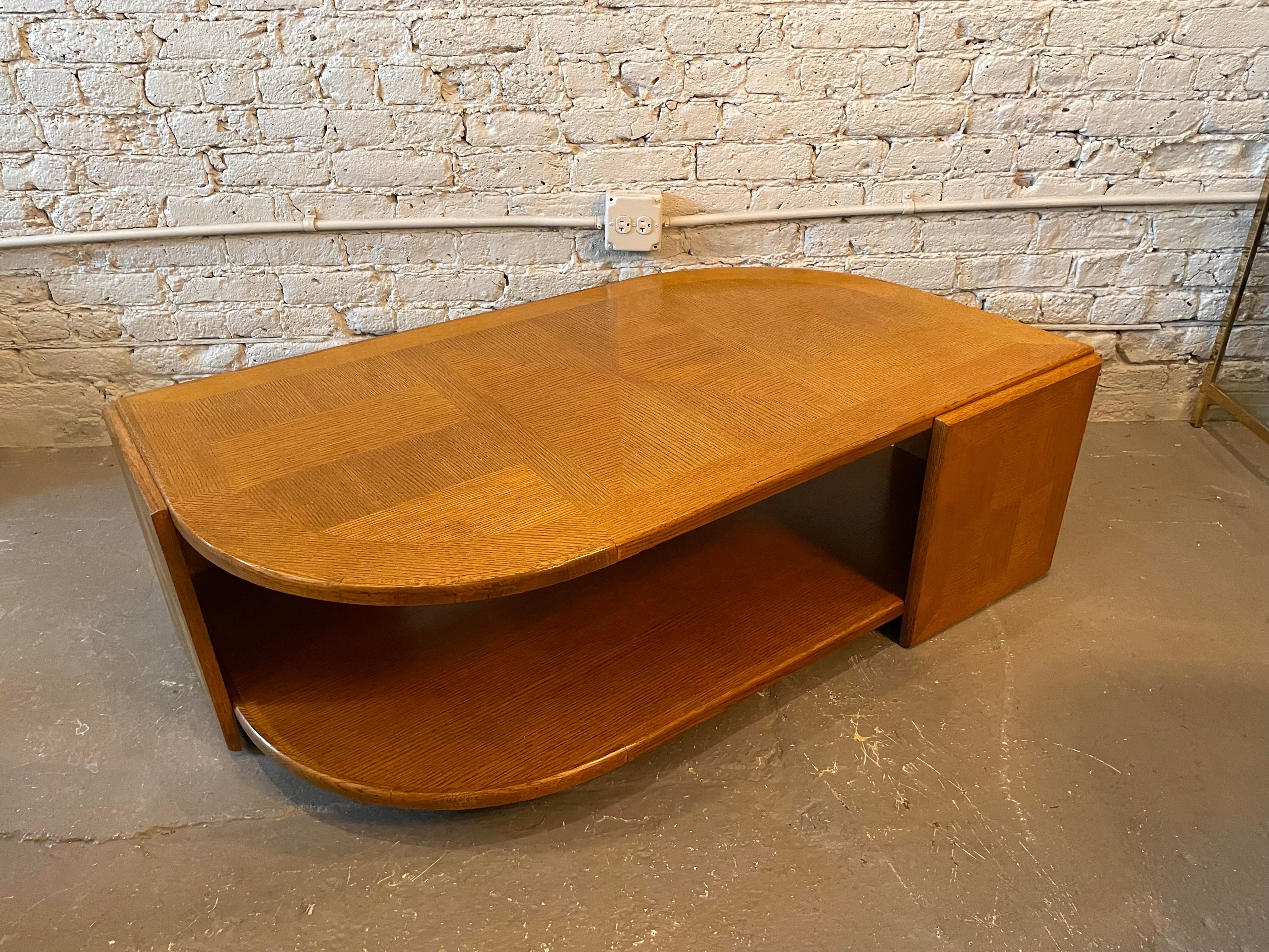 1980s Eye Shaped Wood Coffee Table Postmodern