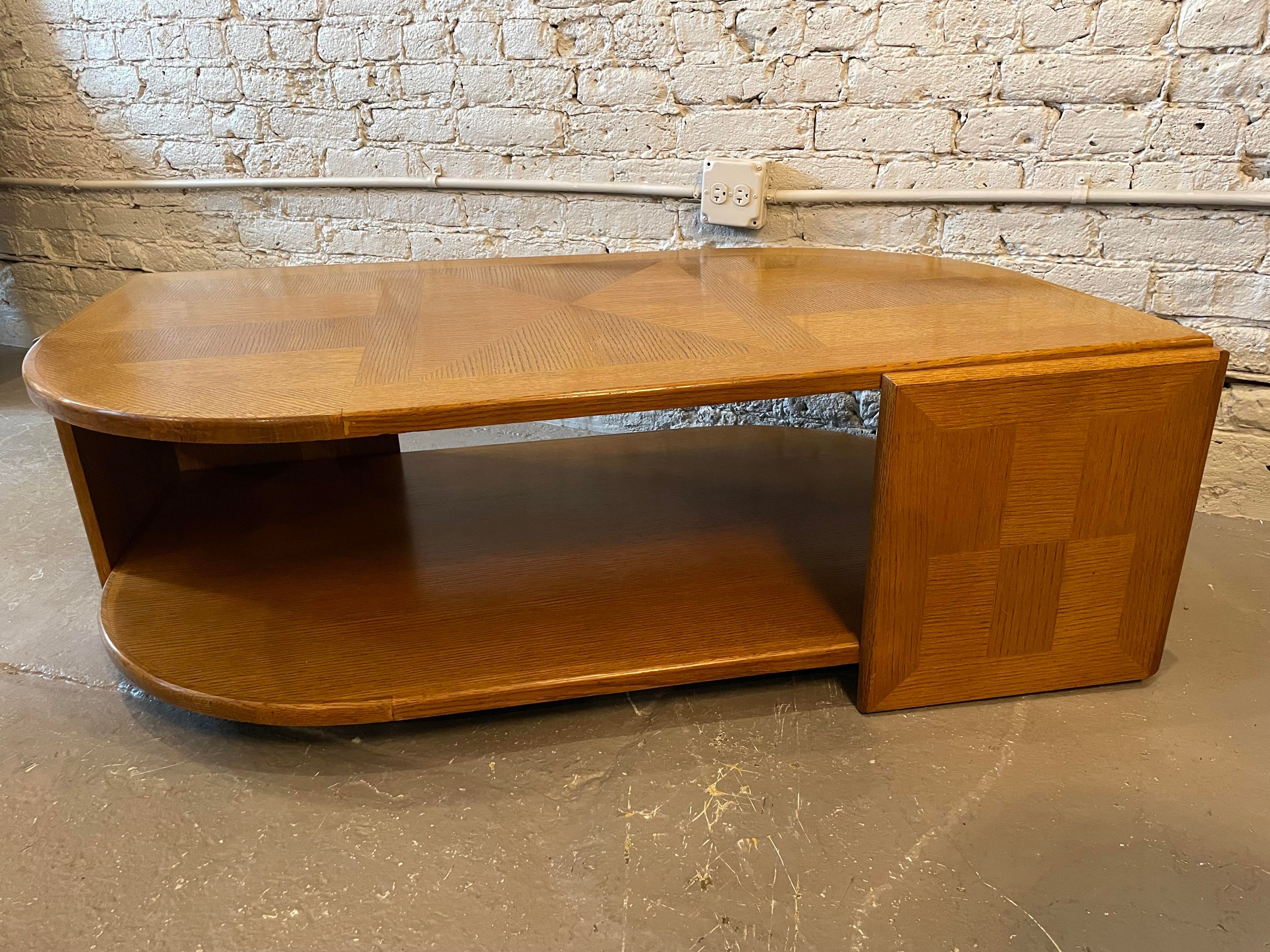 1980s Eye Shaped Wood Coffee Table Postmodern