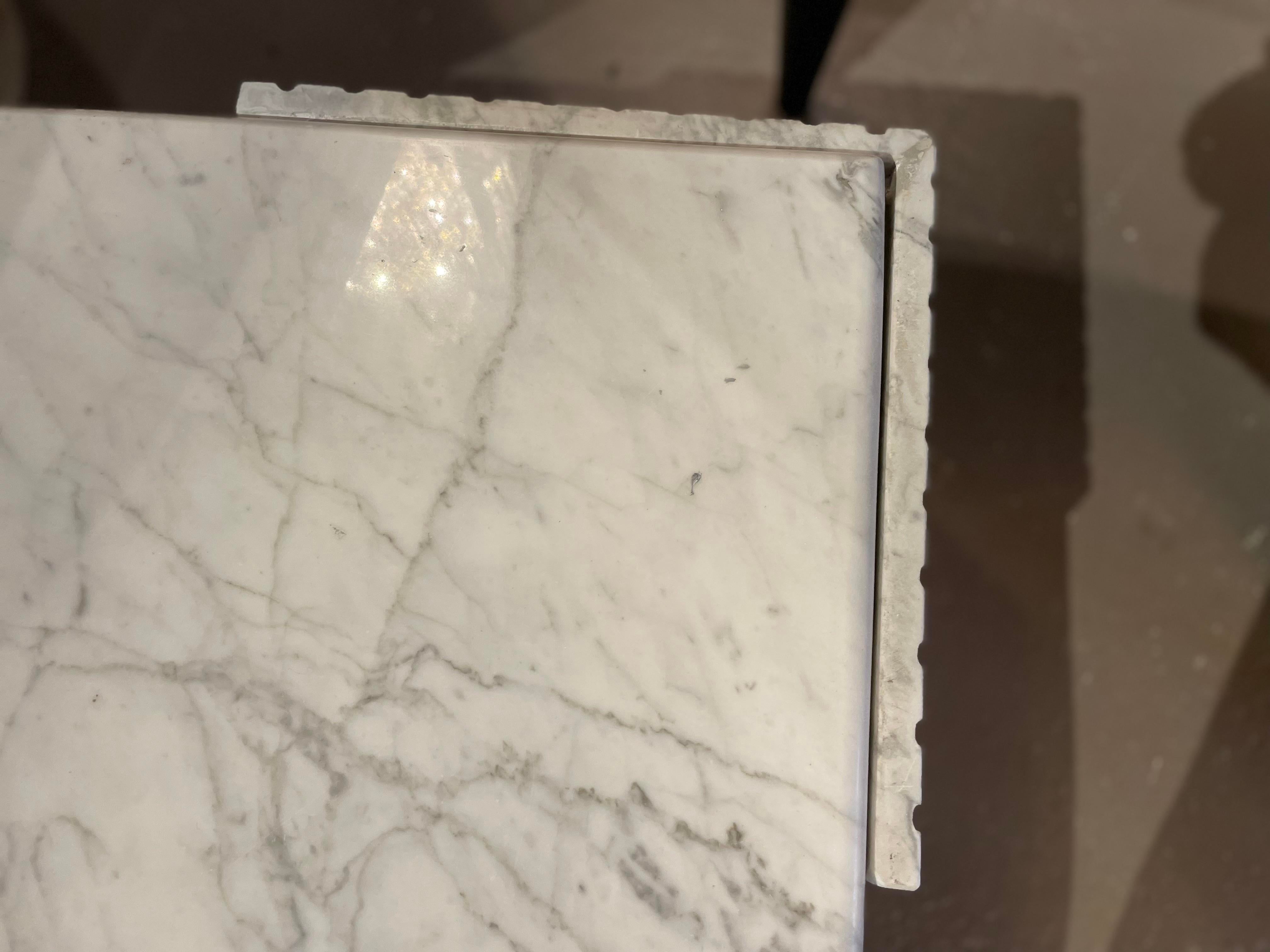1980s Italian Carrara Marble Eye Shaped Coffee Table