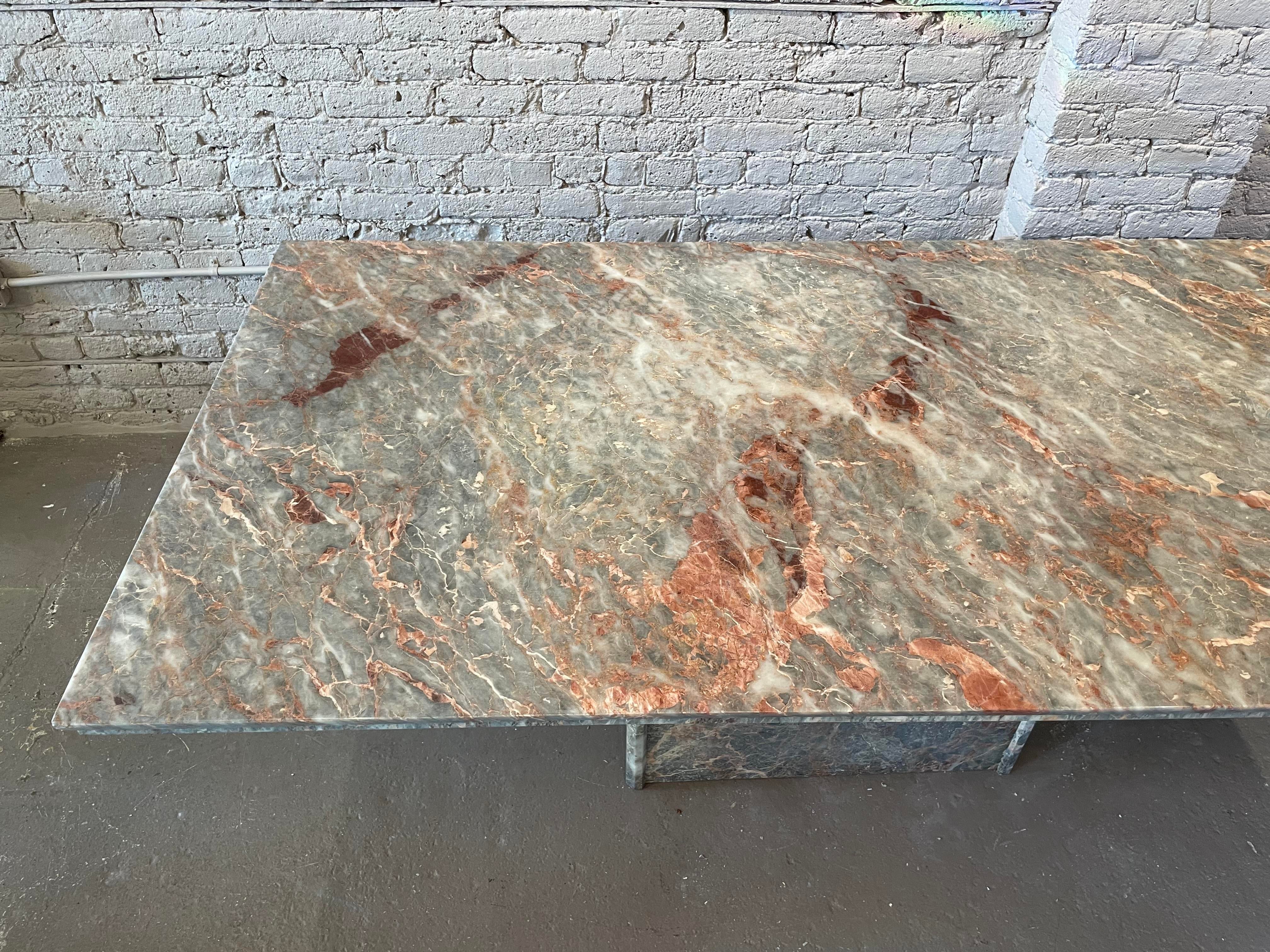 1980s Italian Fior De Pesco Marble Postmodern Vintage Dining Table