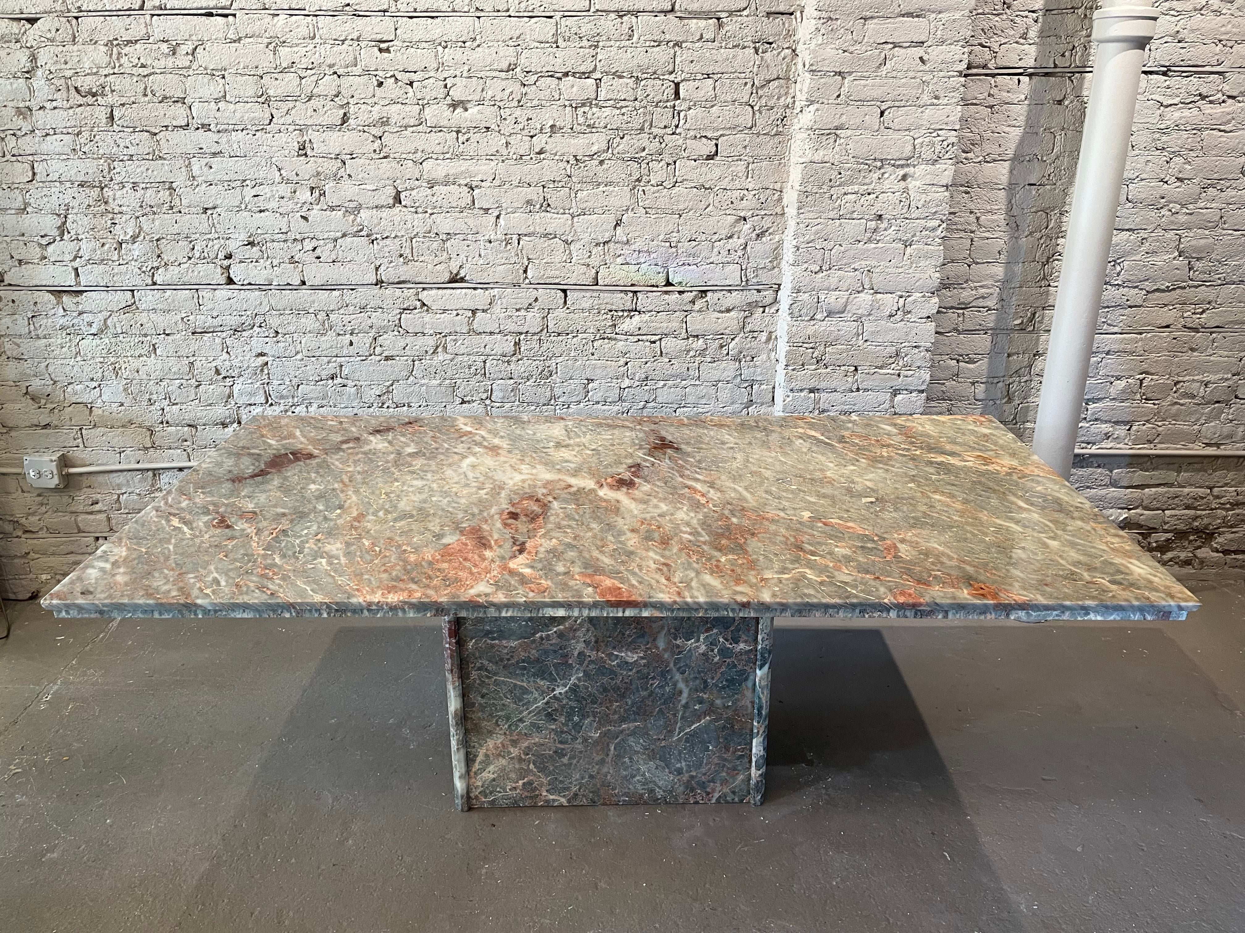 1980s Italian Fior De Pesco Marble Postmodern Vintage Dining Table