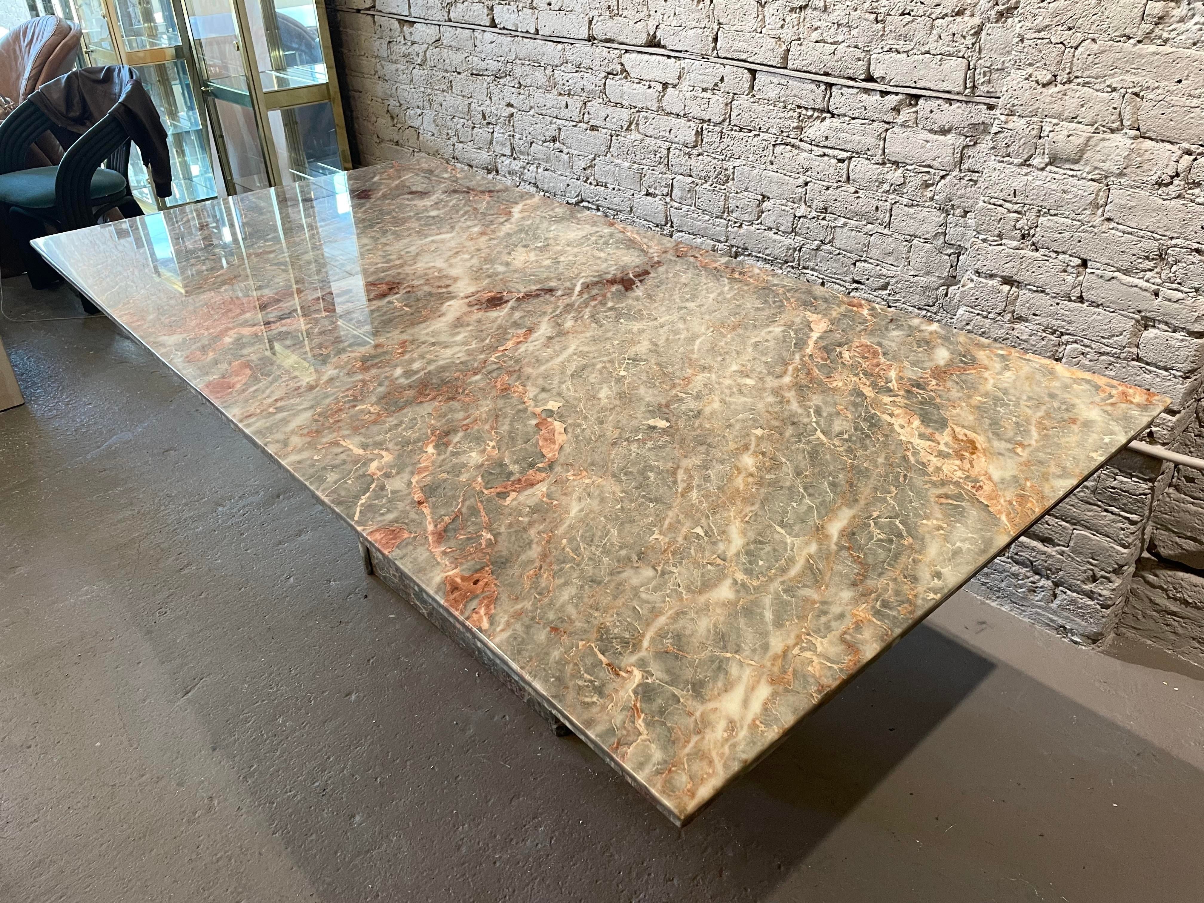 1980s Italian Fior De Pesco Marble Postmodern Vintage Dining Table