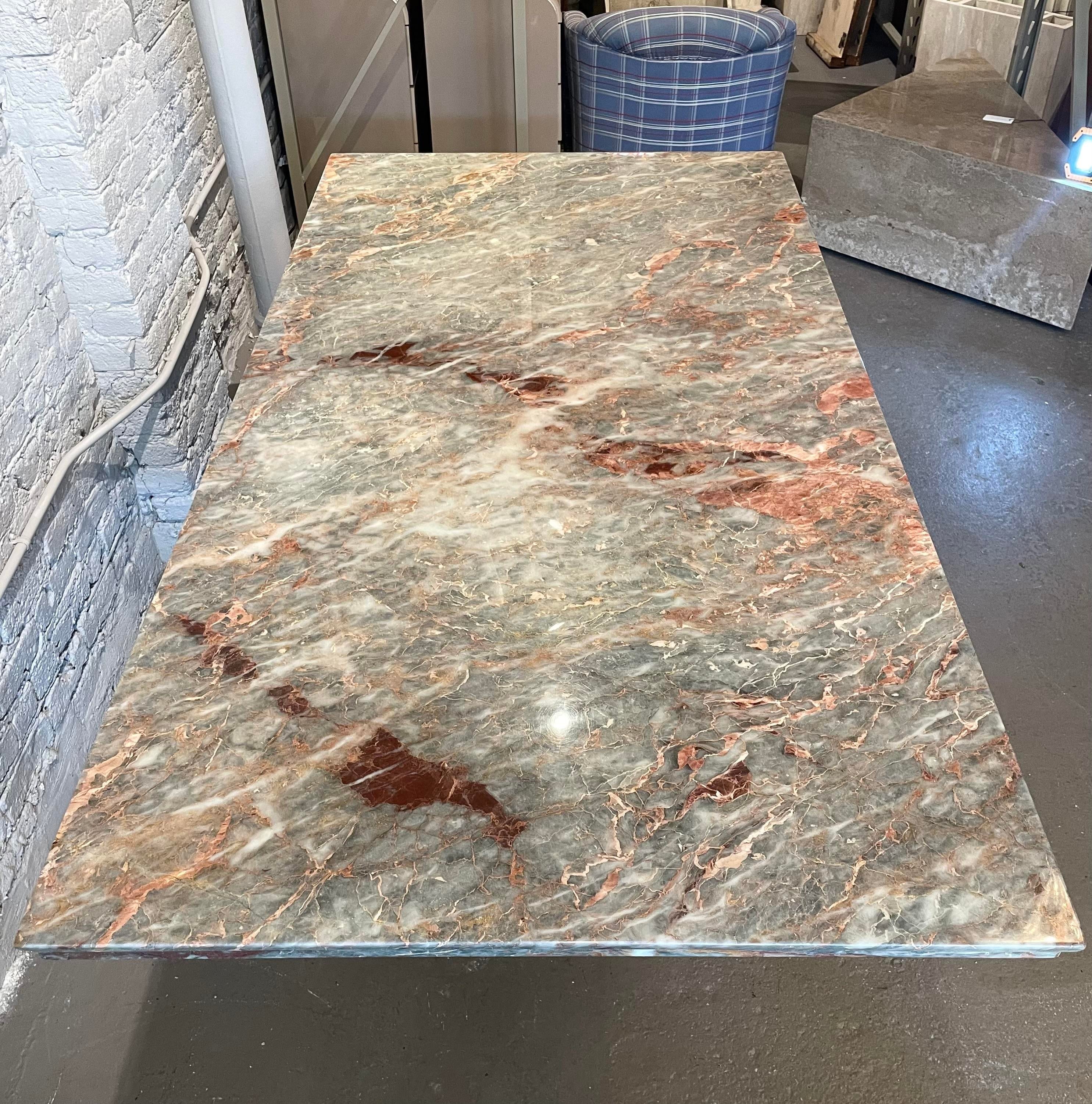 1980s Italian Fior De Pesco Marble Postmodern Vintage Dining Table