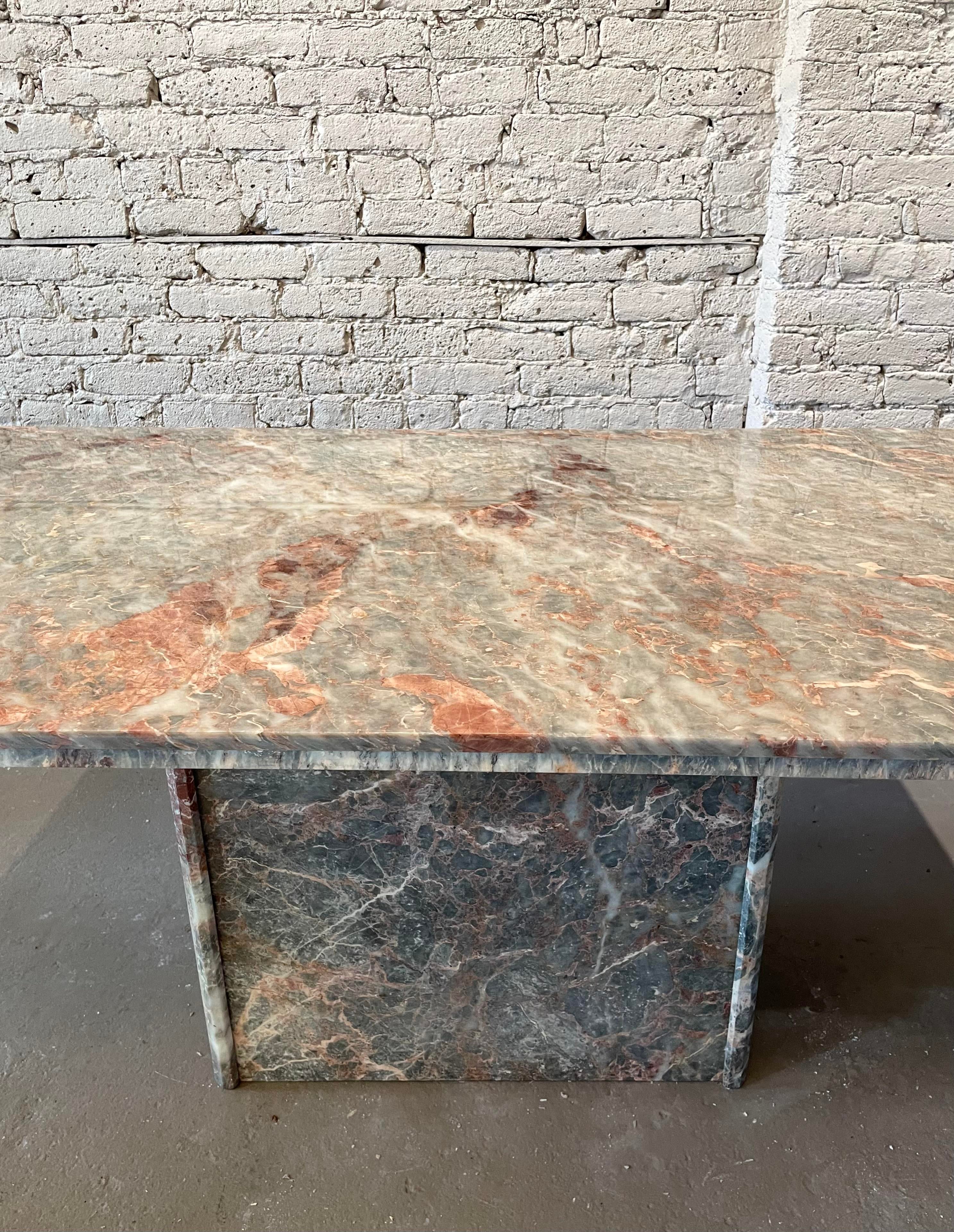 1980s Italian Fior De Pesco Marble Postmodern Vintage Dining Table