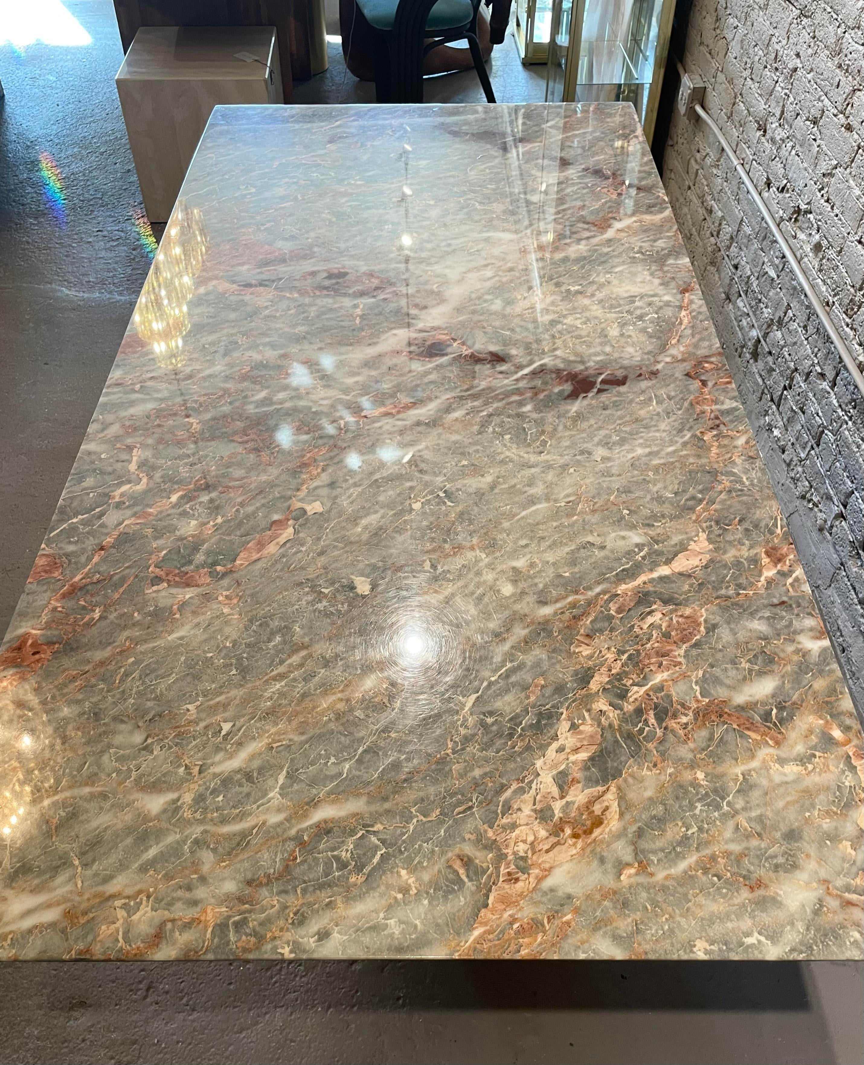 1980s Italian Fior De Pesco Marble Postmodern Vintage Dining Table