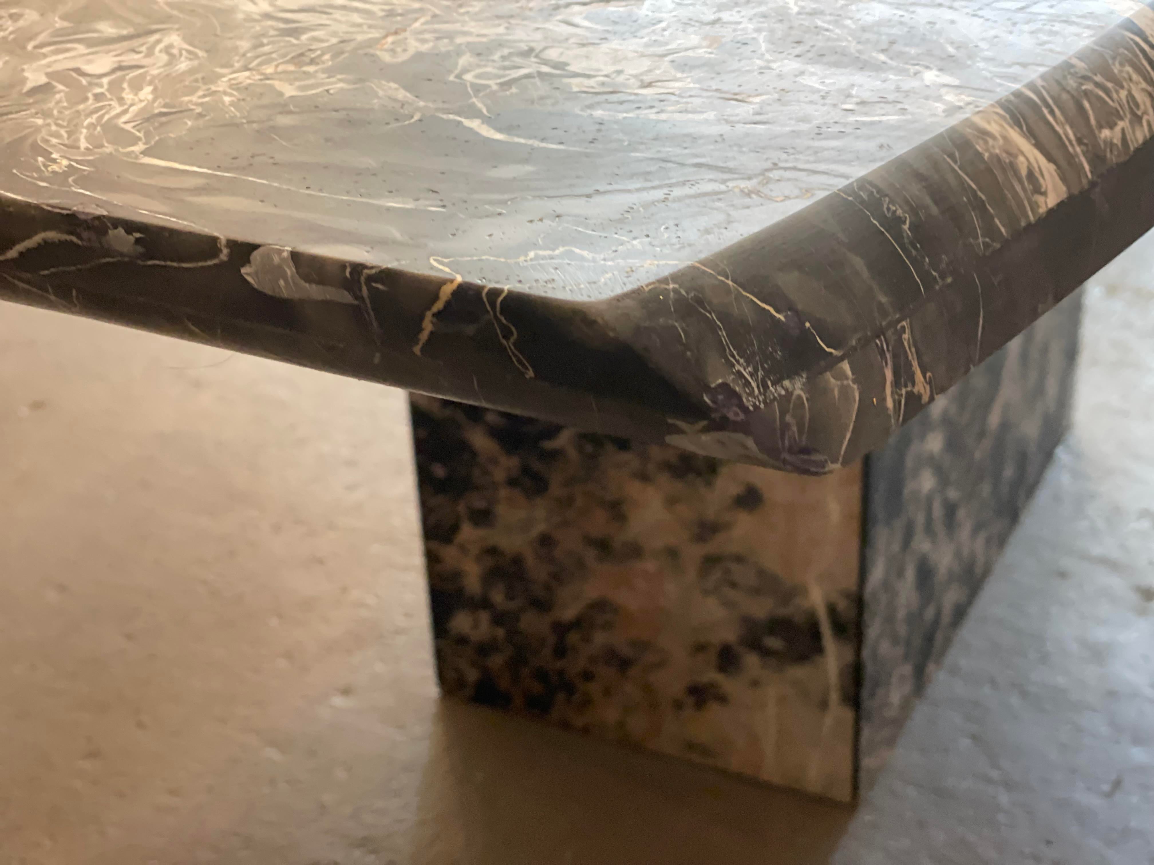 1980s Italian Nero Portoro Marble Vintage Dining Table