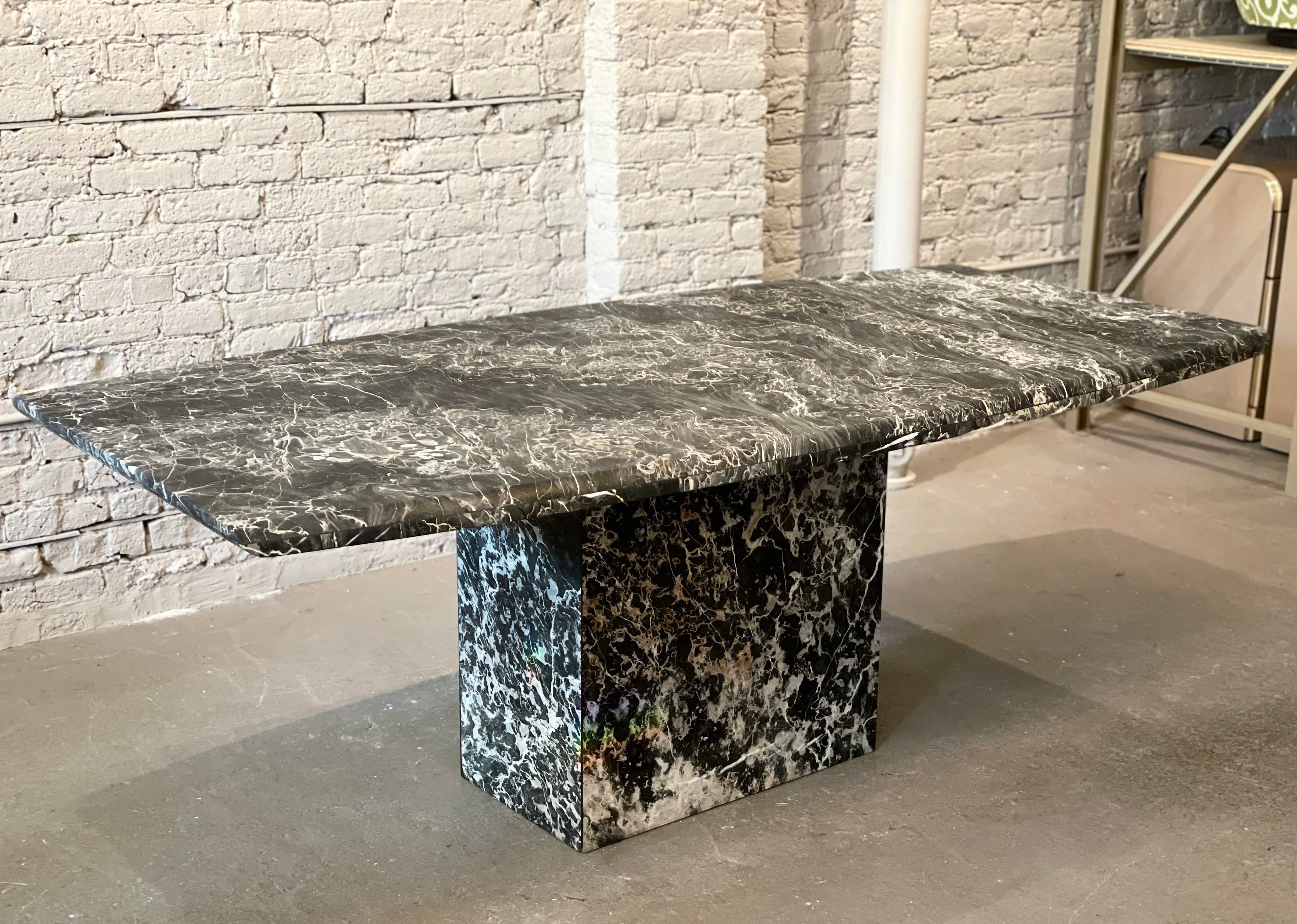1980s Italian Nero Portoro Marble Vintage Dining Table