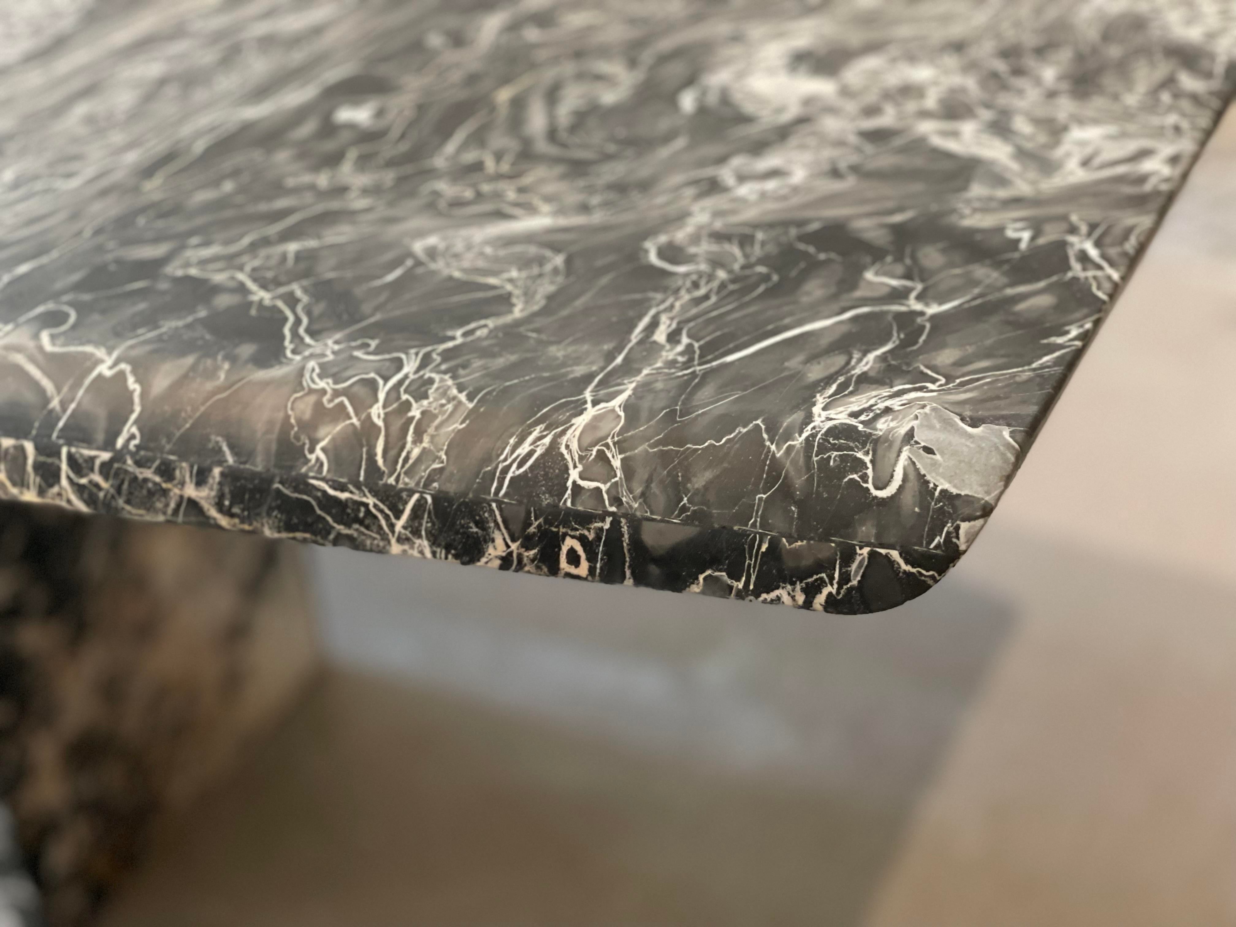 1980s Italian Nero Portoro Marble Vintage Dining Table