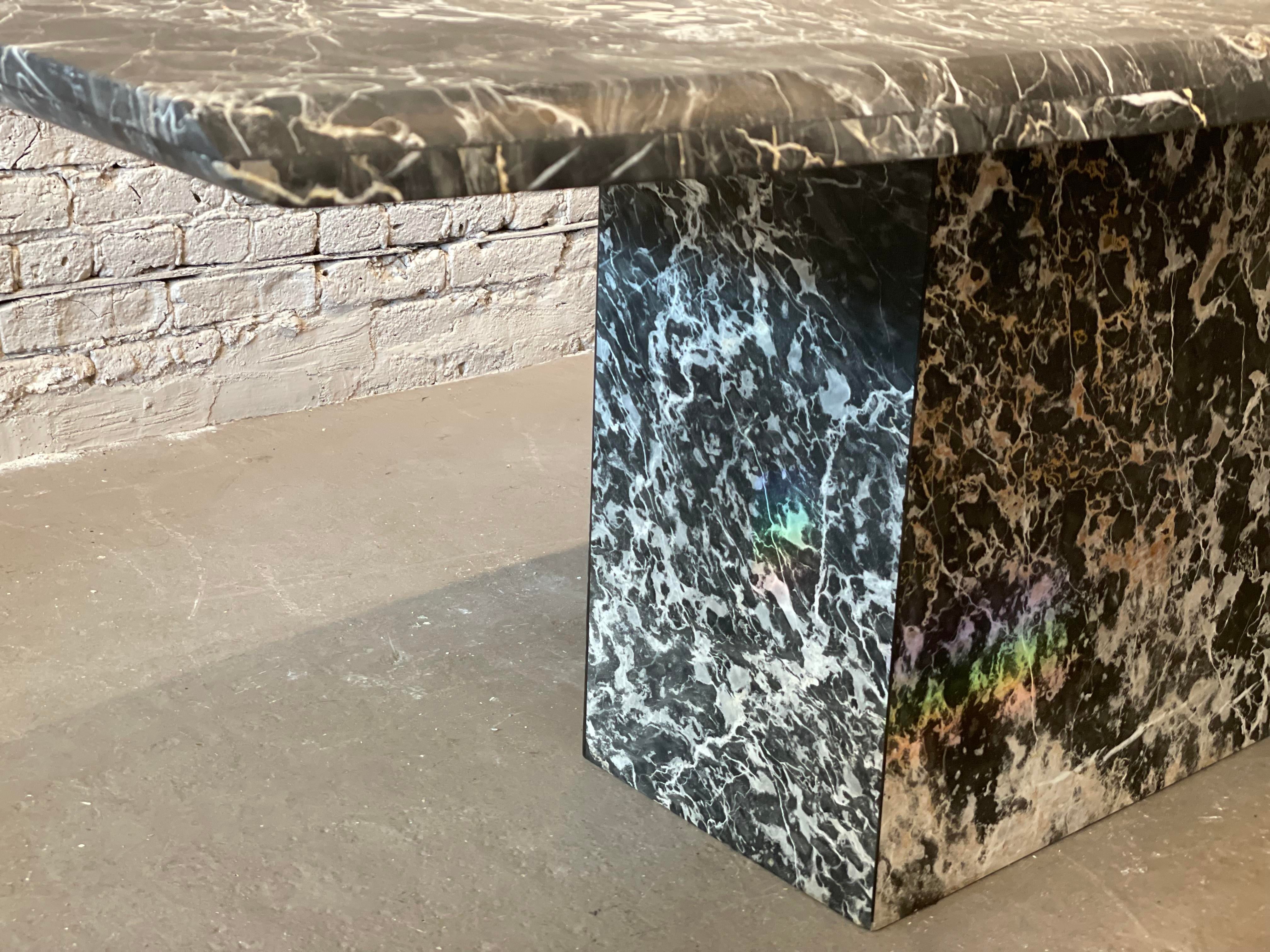 1980s Italian Nero Portoro Marble Vintage Dining Table
