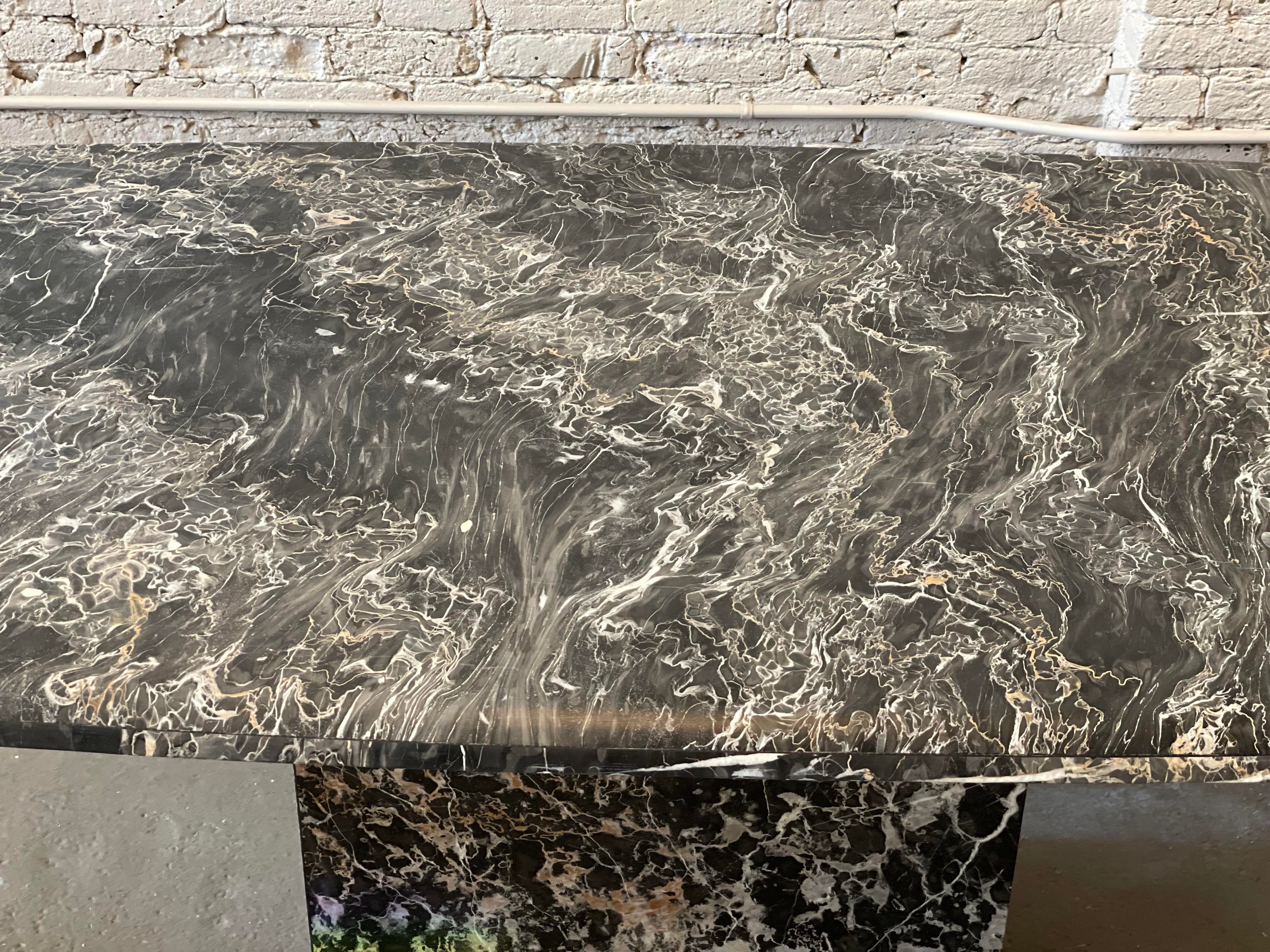1980s Italian Nero Portoro Marble Vintage Dining Table