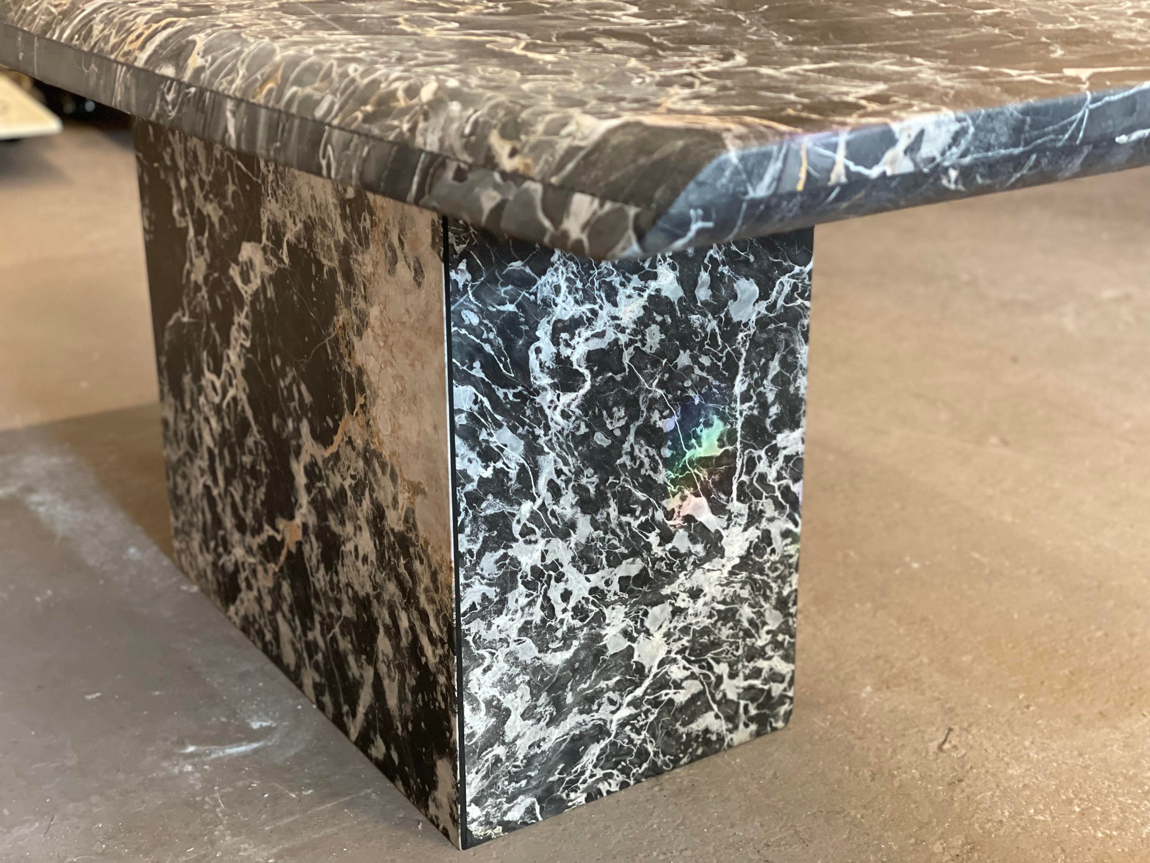 1980s Italian Nero Portoro Marble Vintage Dining Table