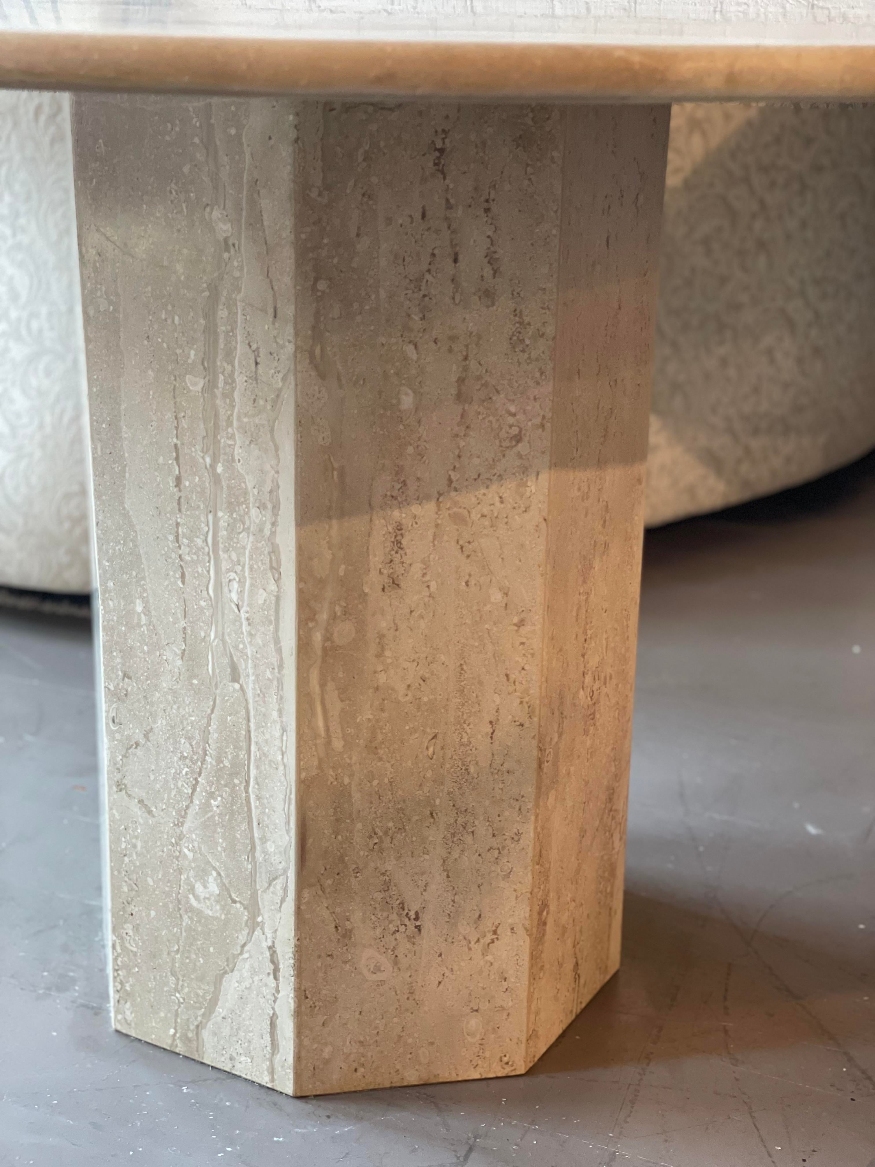 1980s Italian Travertine Postmodern Dining Table