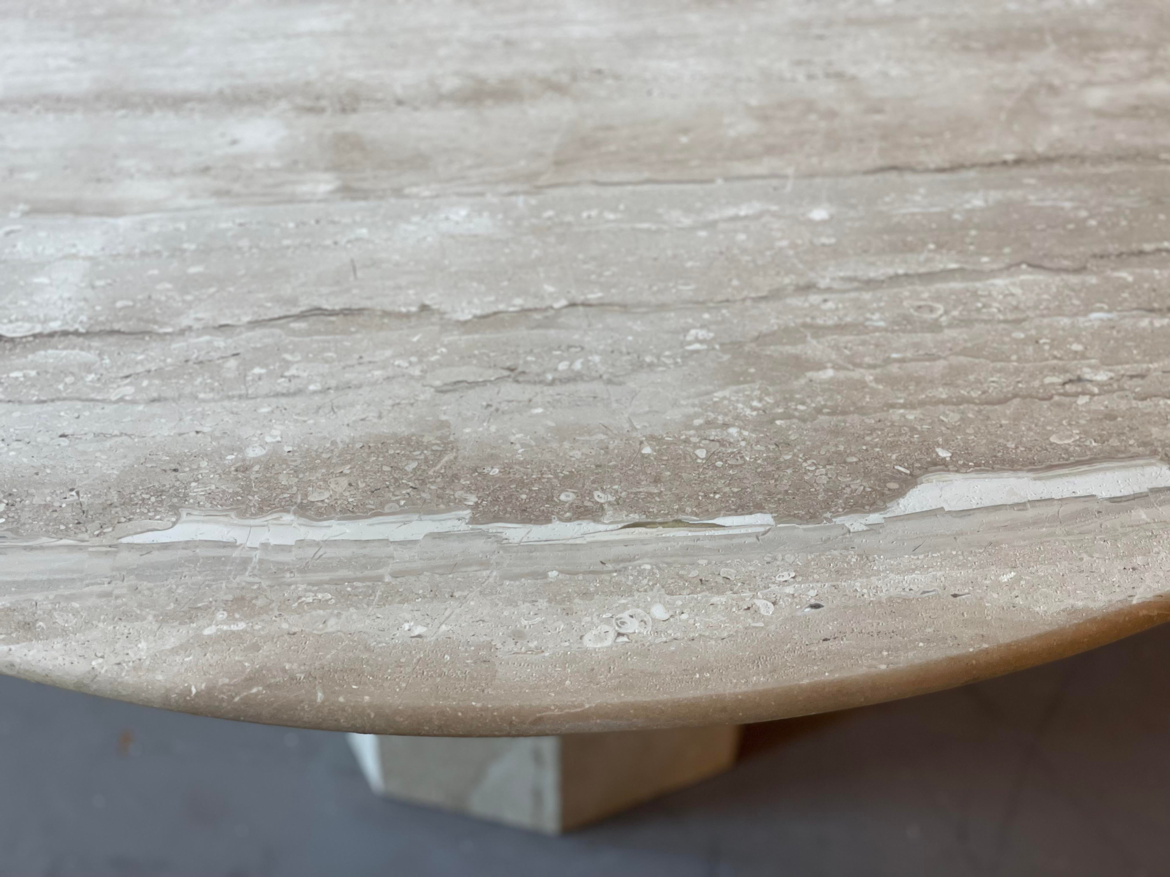 1980s Italian Travertine Postmodern Dining Table