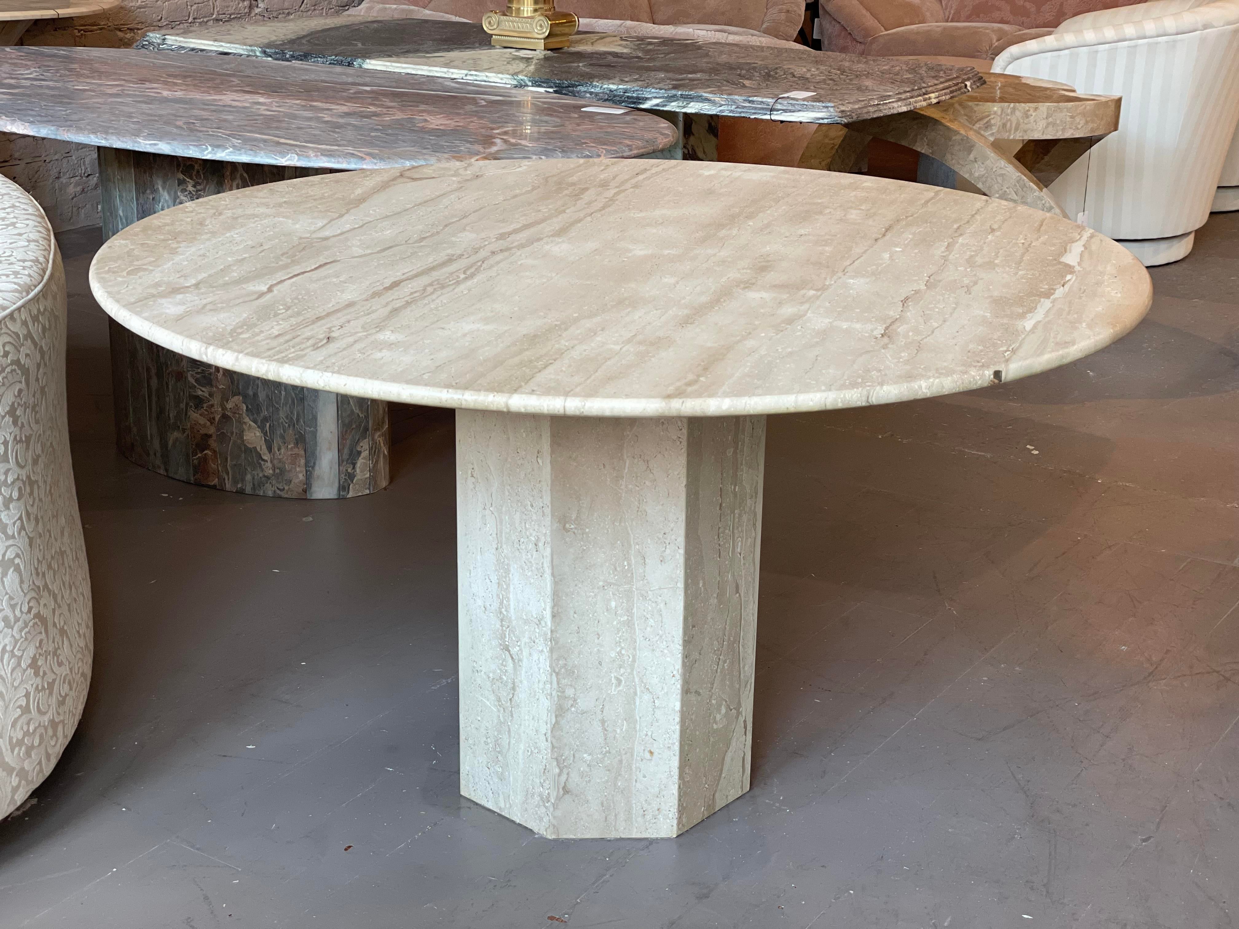 1980s Italian Travertine Postmodern Dining Table