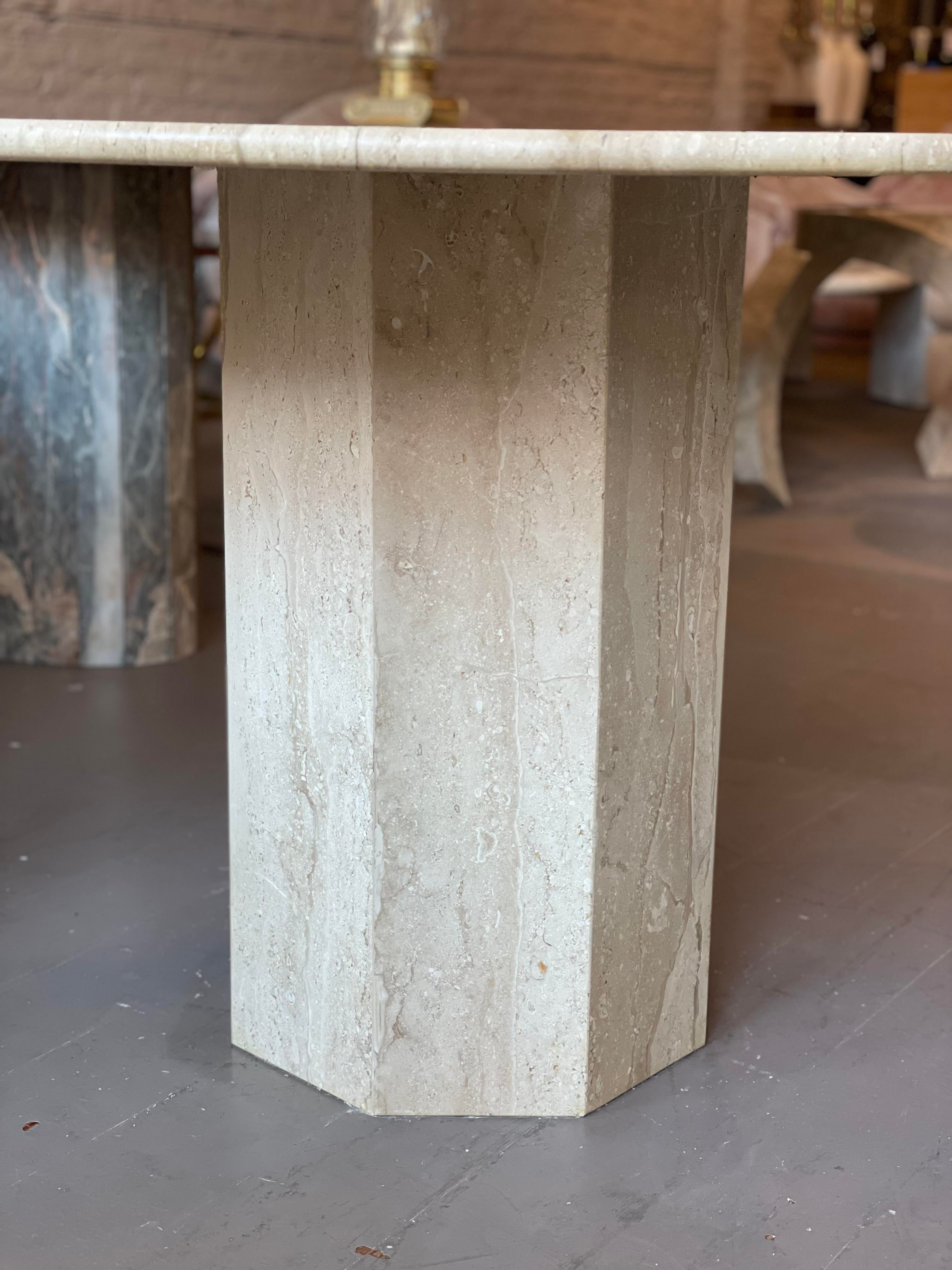 1980s Italian Travertine Postmodern Dining Table