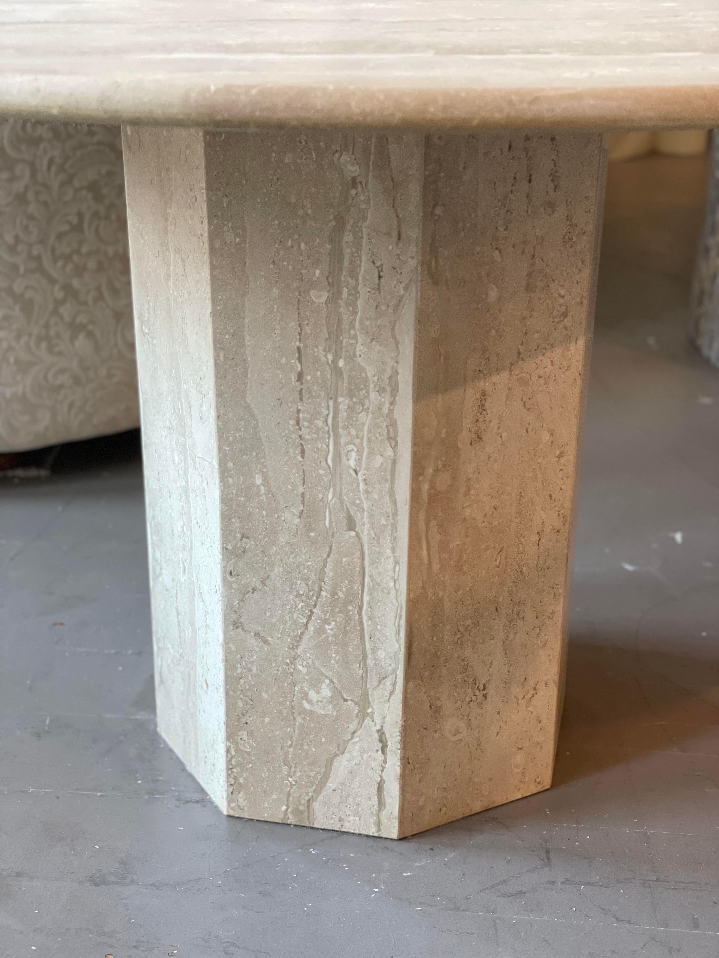 1980s Italian Travertine Postmodern Dining Table