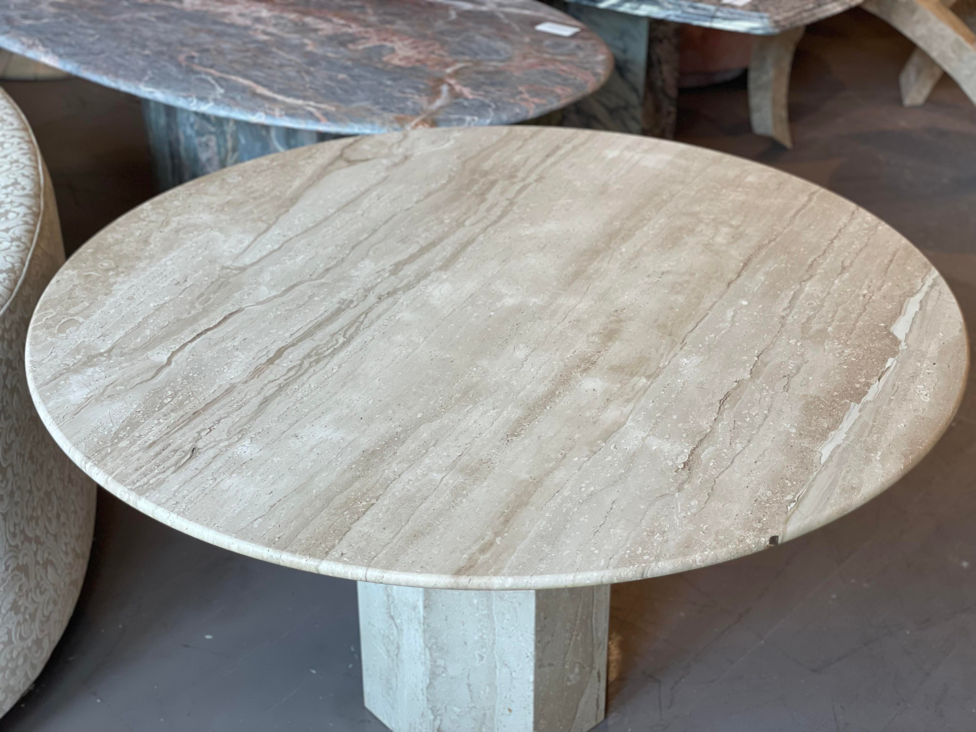 1980s Italian Travertine Postmodern Dining Table