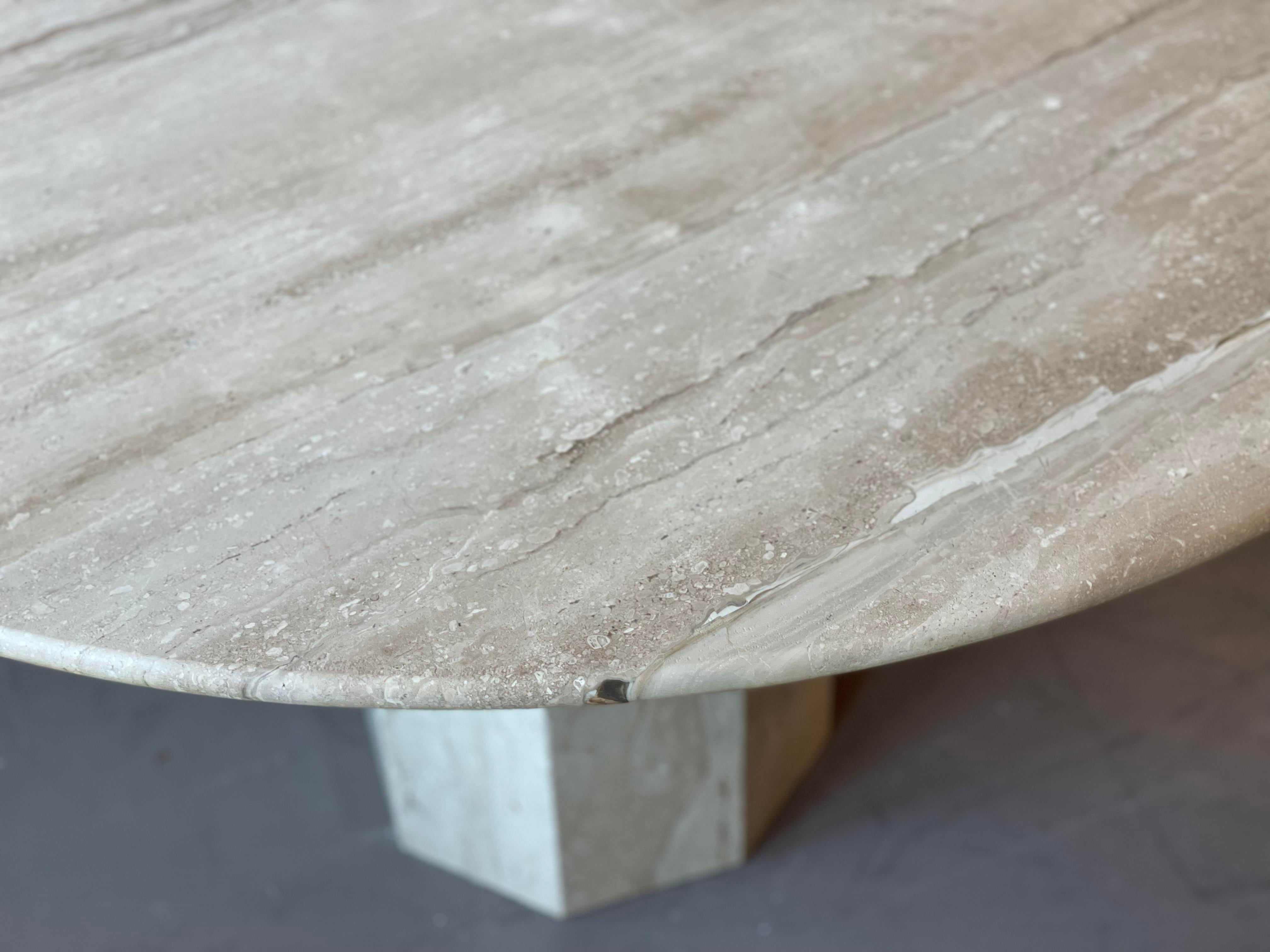 1980s Italian Travertine Postmodern Dining Table