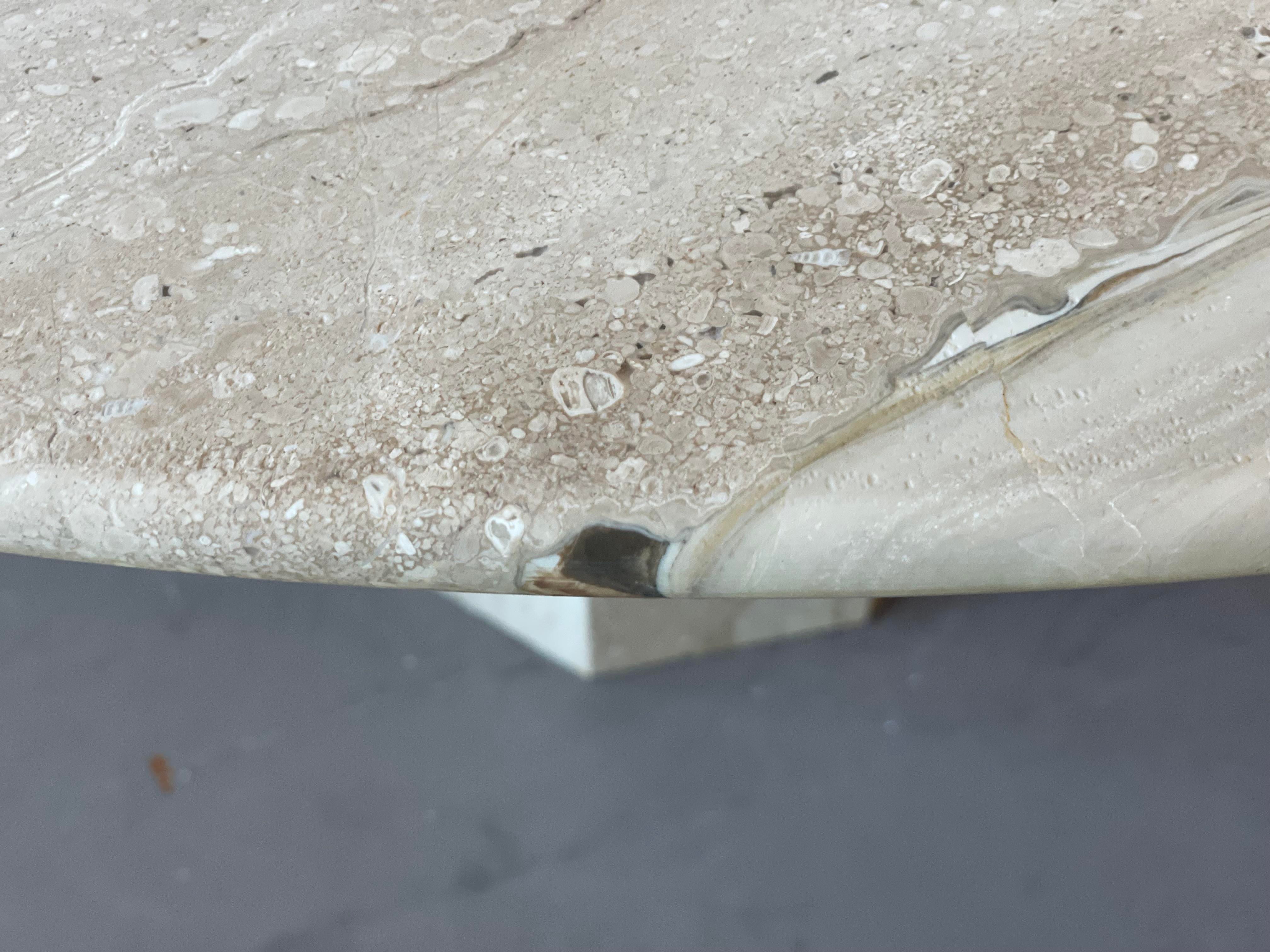 1980s Italian Travertine Postmodern Dining Table