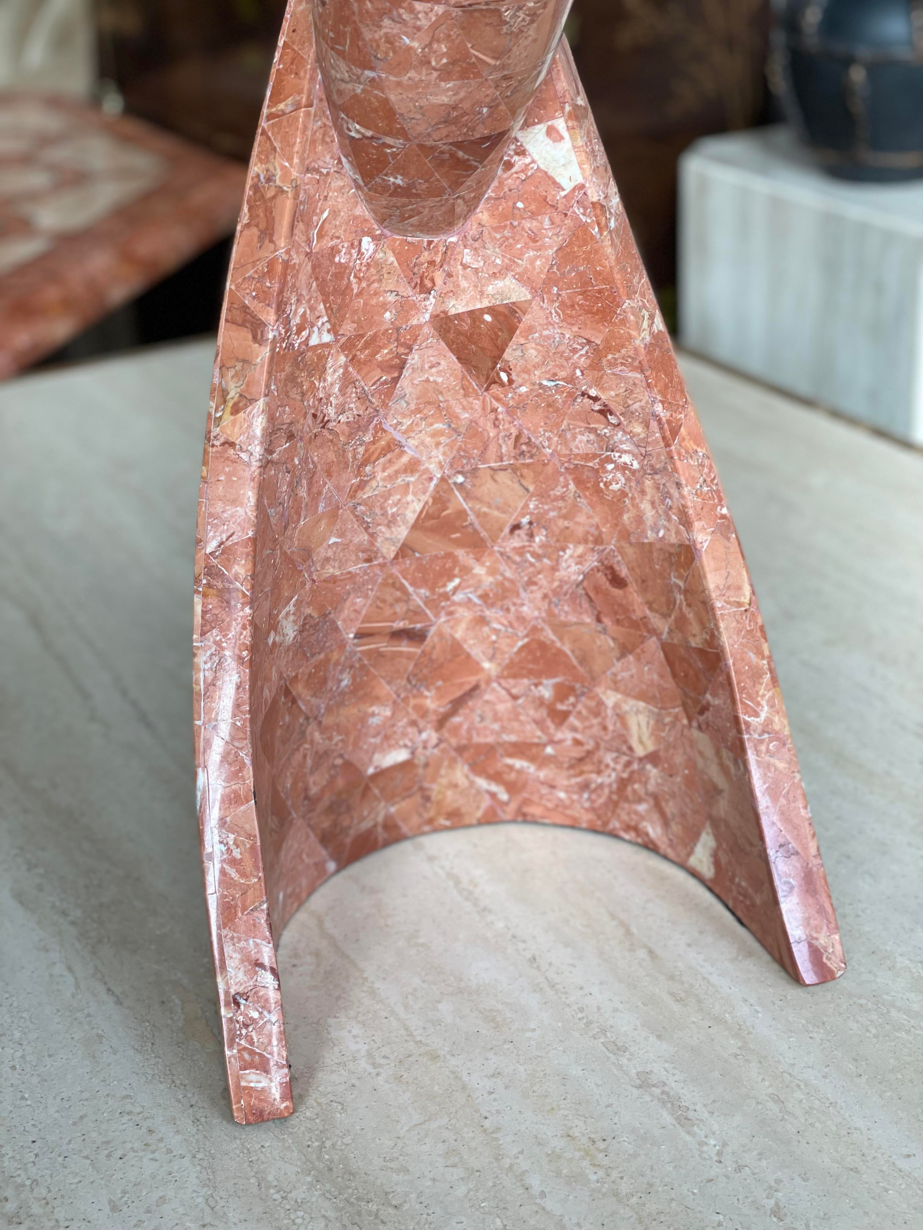 1980s Maitland Smith Fossilized Coral Peacock Bird Sculpture